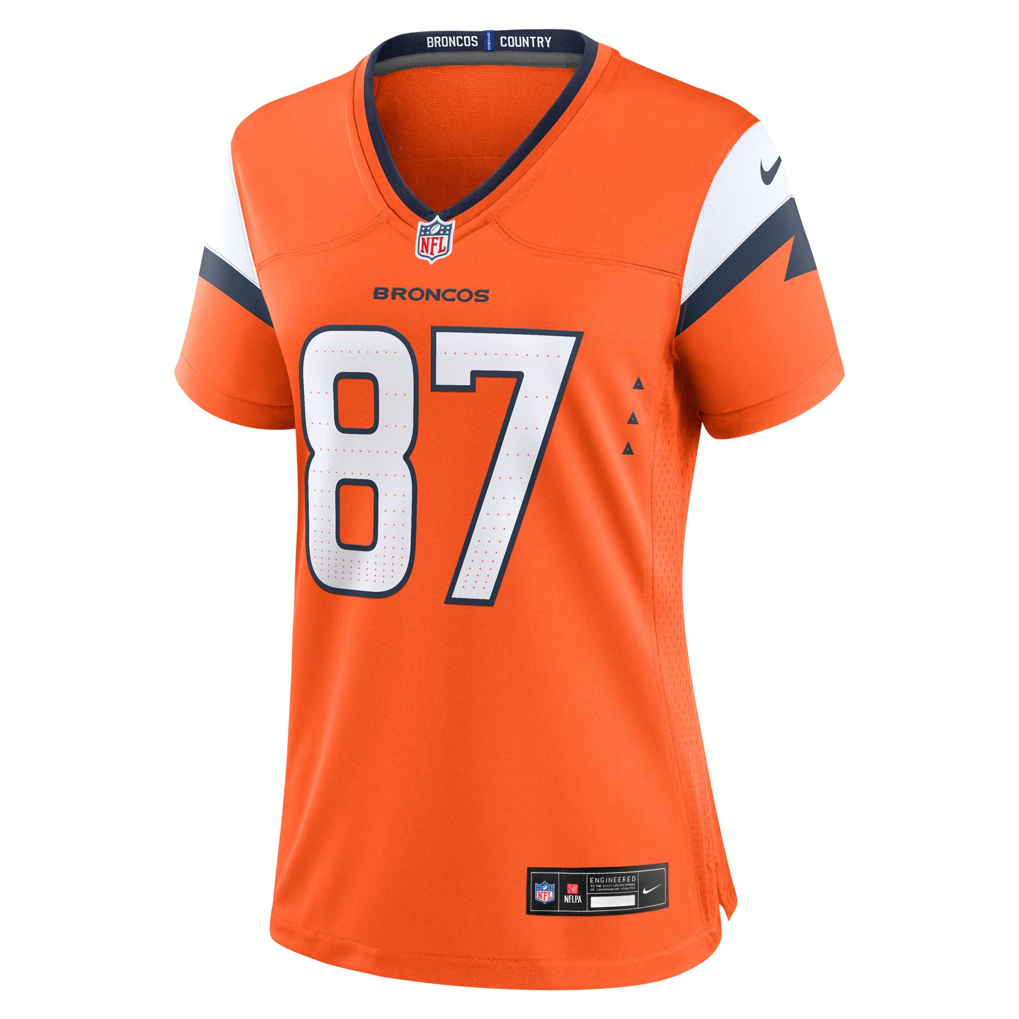 Maillot de match Nike Dane Key orange pour femme des Broncos Denver