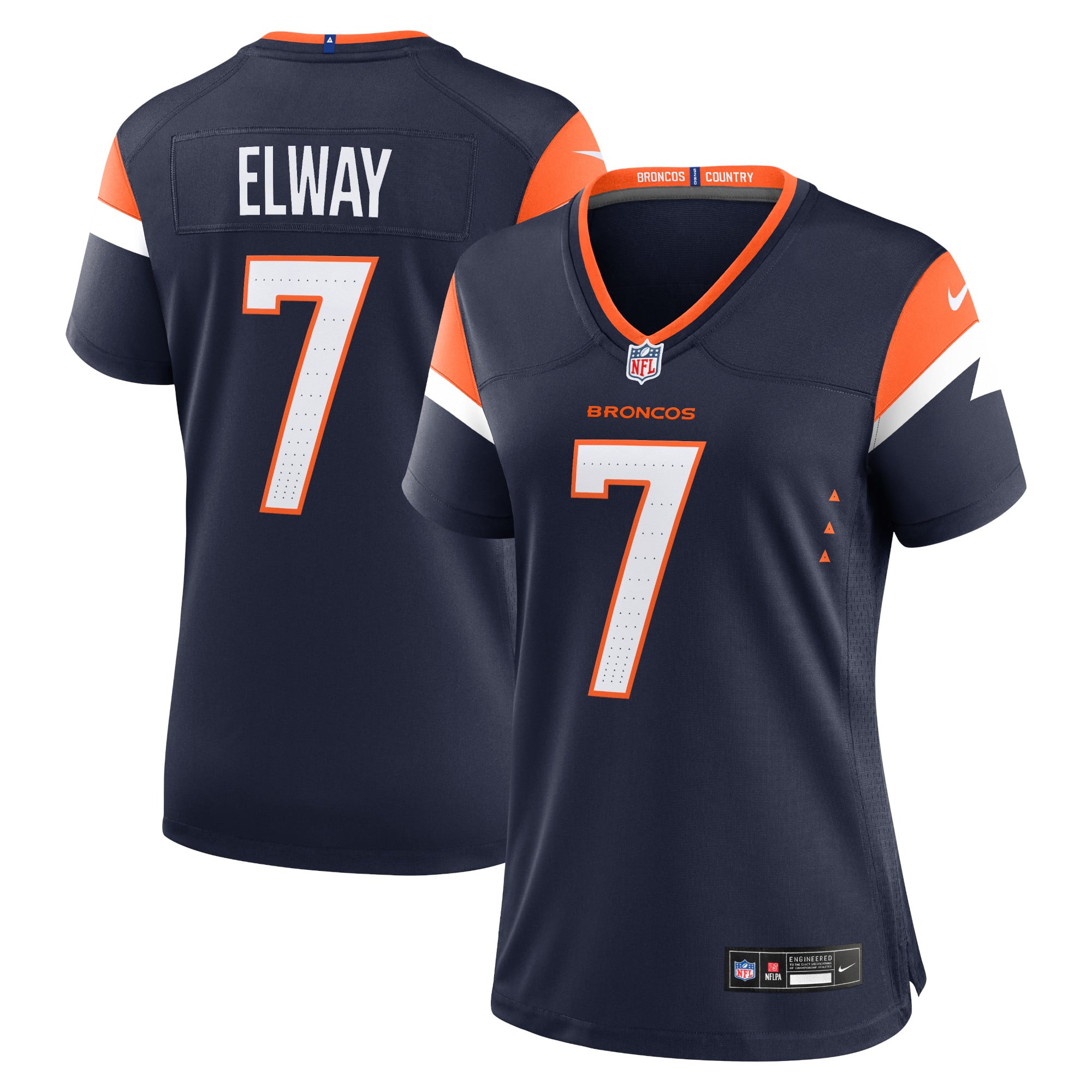 Maillot de match Nike John Elway orange Denver Broncos pour femme, commémorant la retraite d'un joueur.