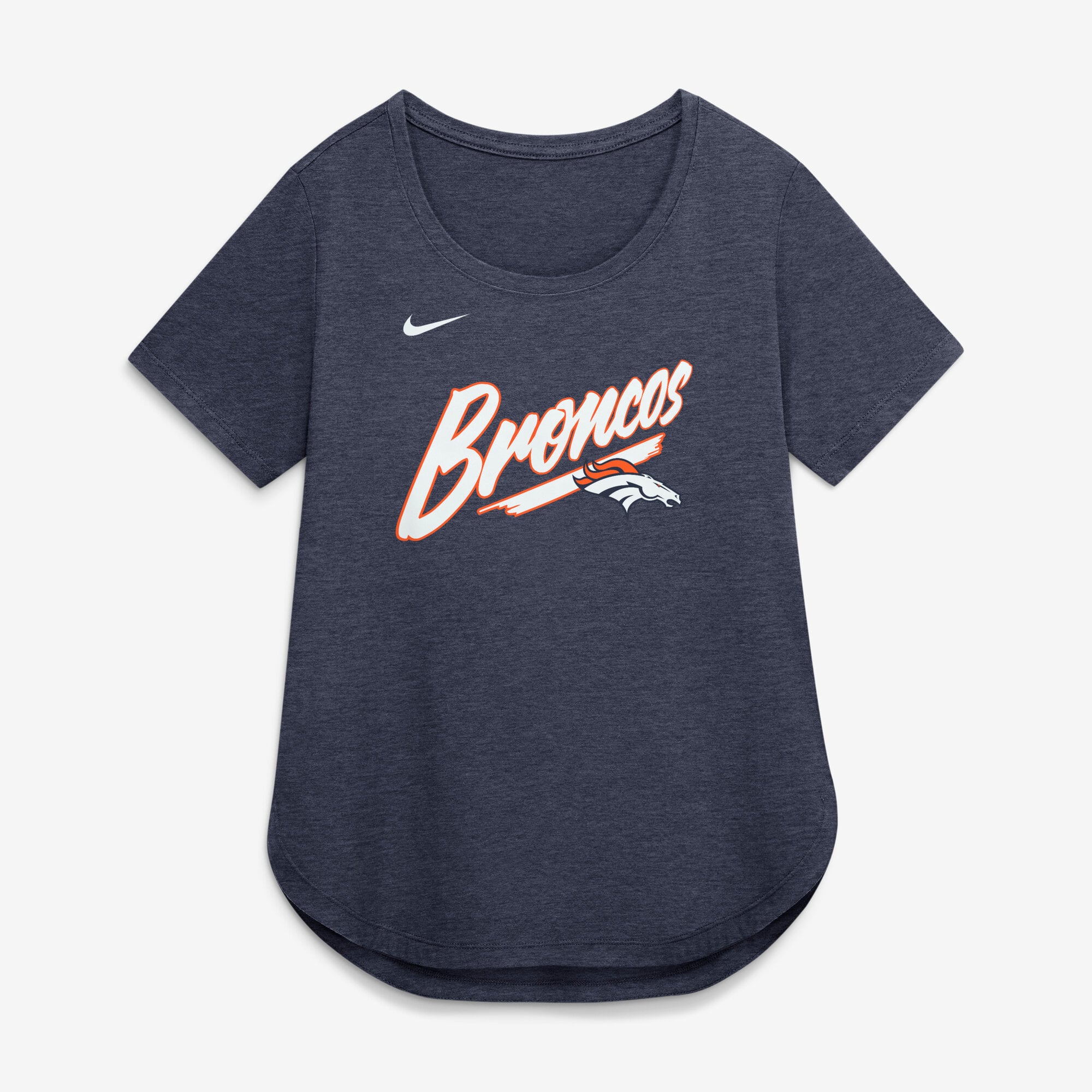 T-shirt Nike Primetime Tri-Blend bleu marine pour femme, Denver Broncos
