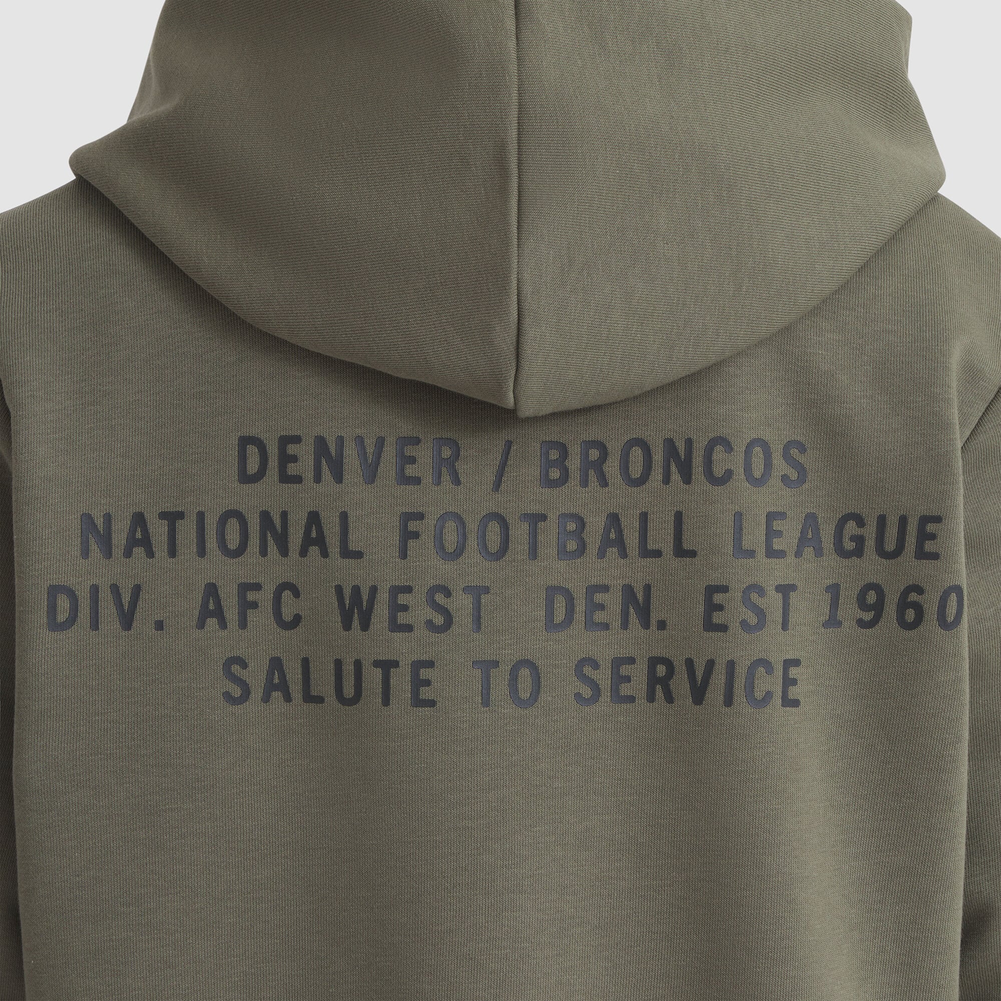 Sweat à capuche Nike Dri-FIT pour femme, couleur olive, Denver Broncos 2025 Salute to Service Sideline Standard Issue
