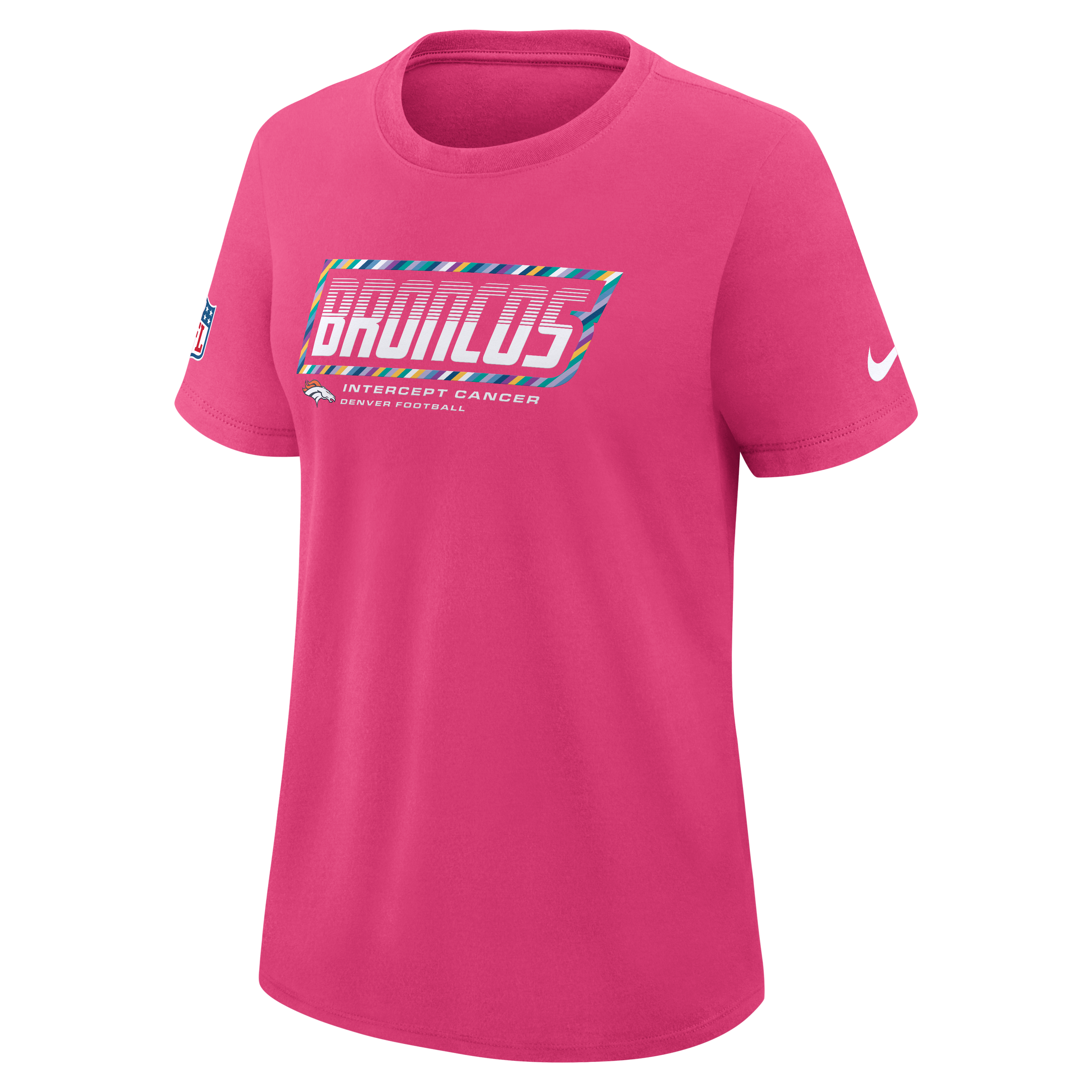 Women's Nike Pink Denver Broncos 2026 NFL Crucial Catch Tri-Blend Dri-FIT T-Shirt