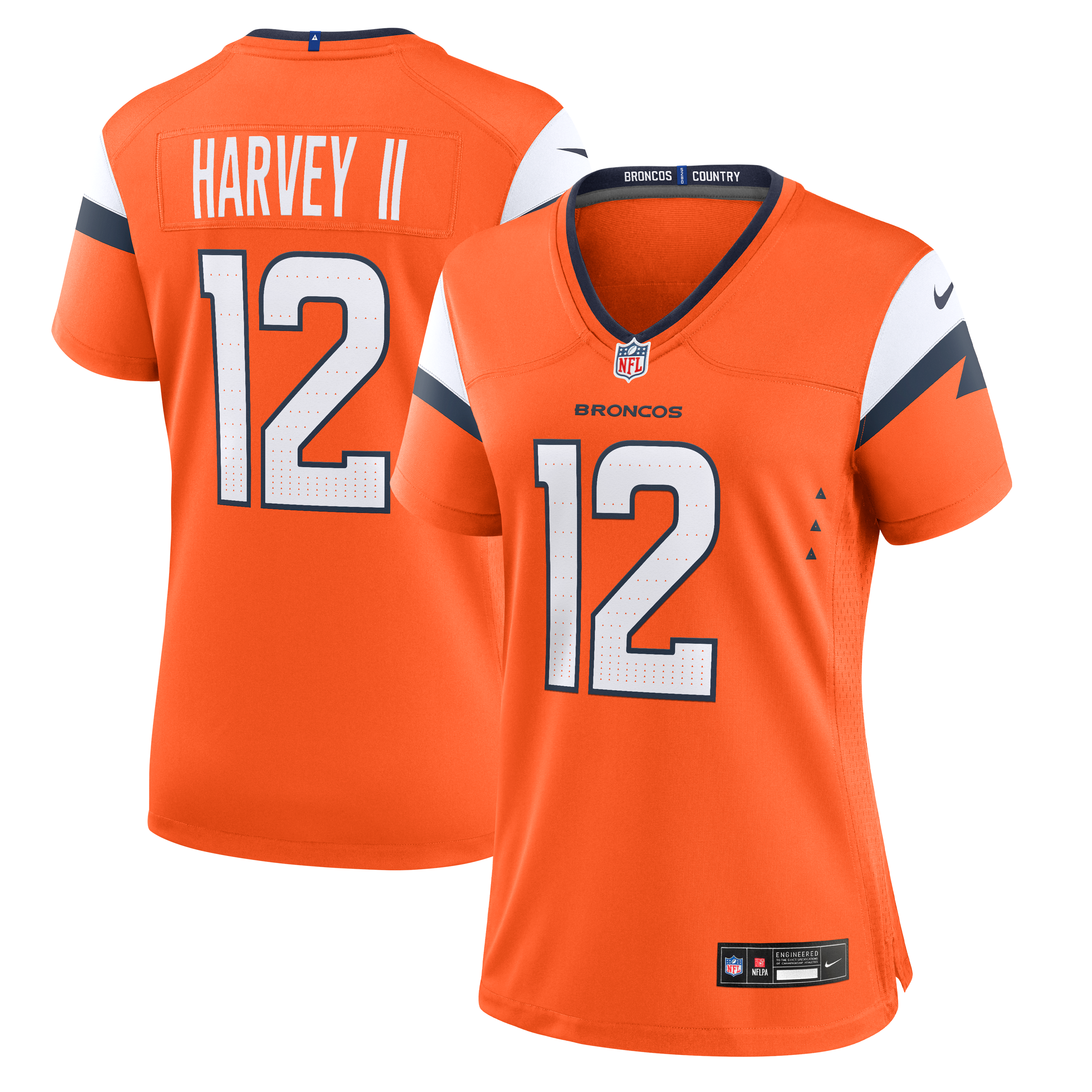 Maillot de match Nike RJ Harvey orange des Broncos Denver pour femmes