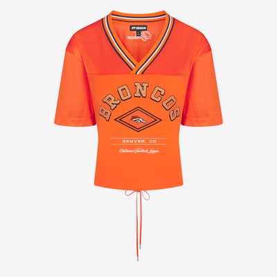 Denver Broncos Off Season Women's Lace-Back V-Neck T-Shirt - Orange