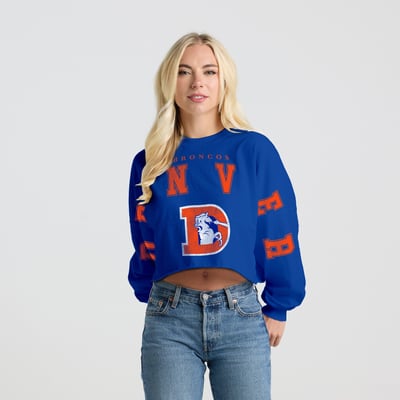 Denver Broncos Spirit Jersey Women's Cropped Long Sleeve T-Shirt - Royal