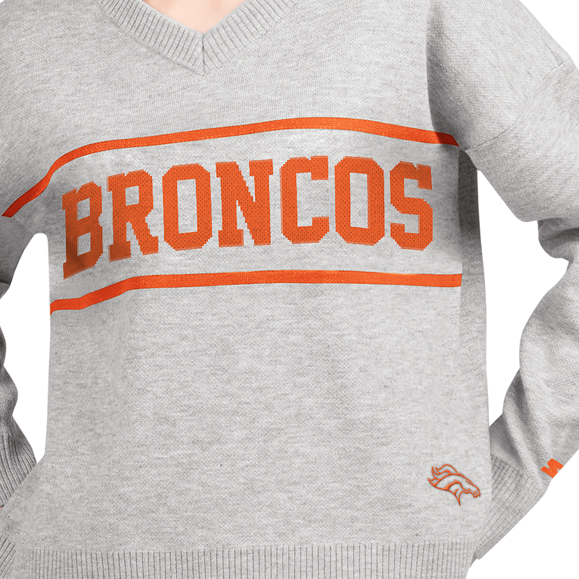 Pull à col en V Starter gris pour femme