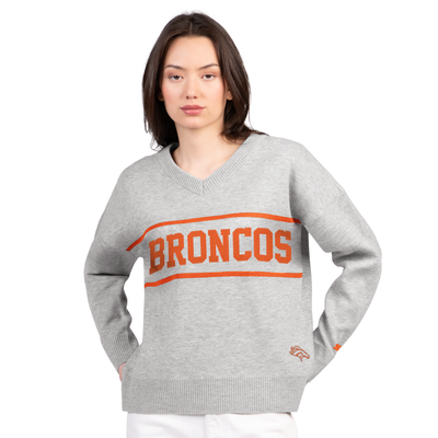 Denver Broncos Starter Women's Best Shot V-Neck Sweater - Gray