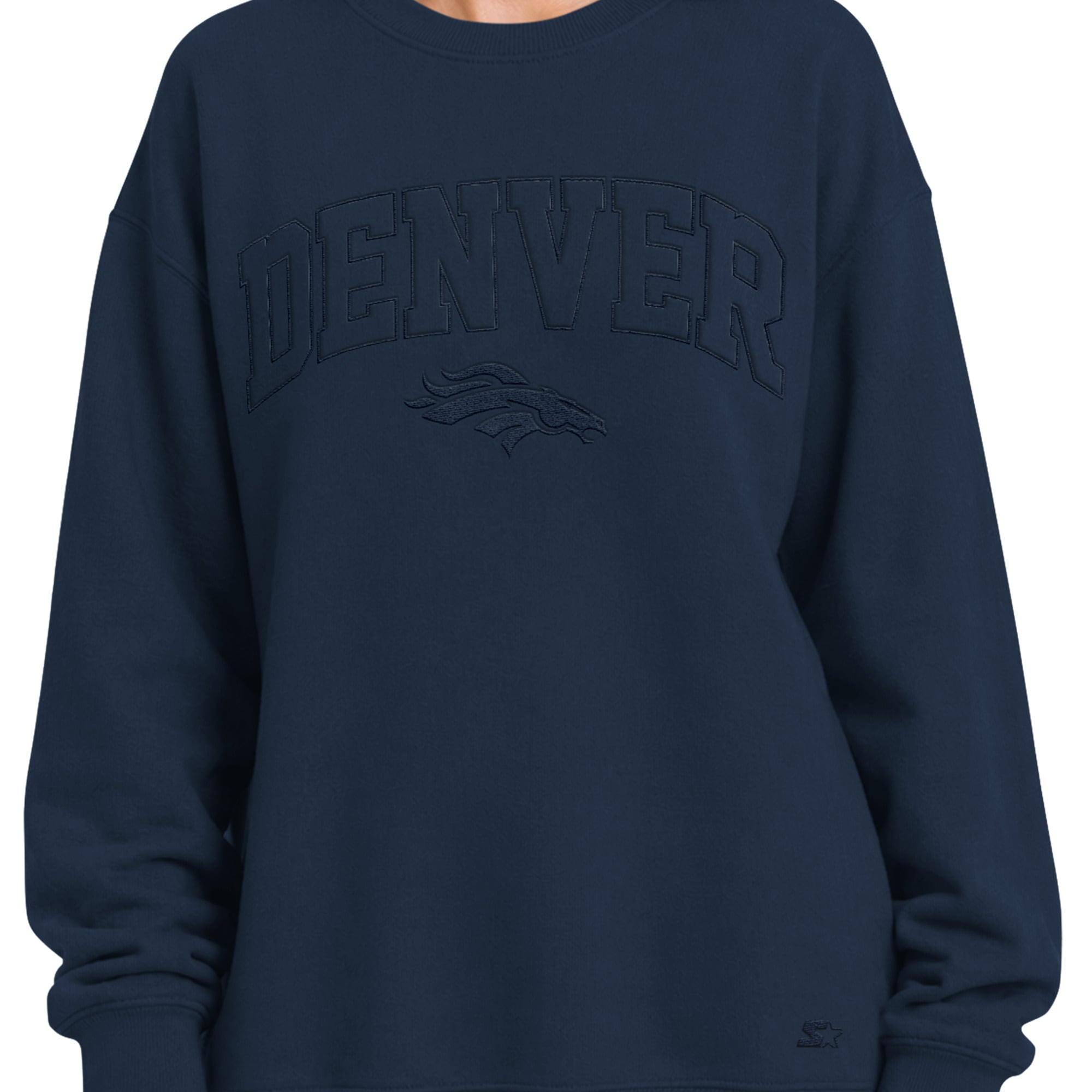 Sweat-shirt oversize en polaire Starter bleu marine Denver Broncos pour femme