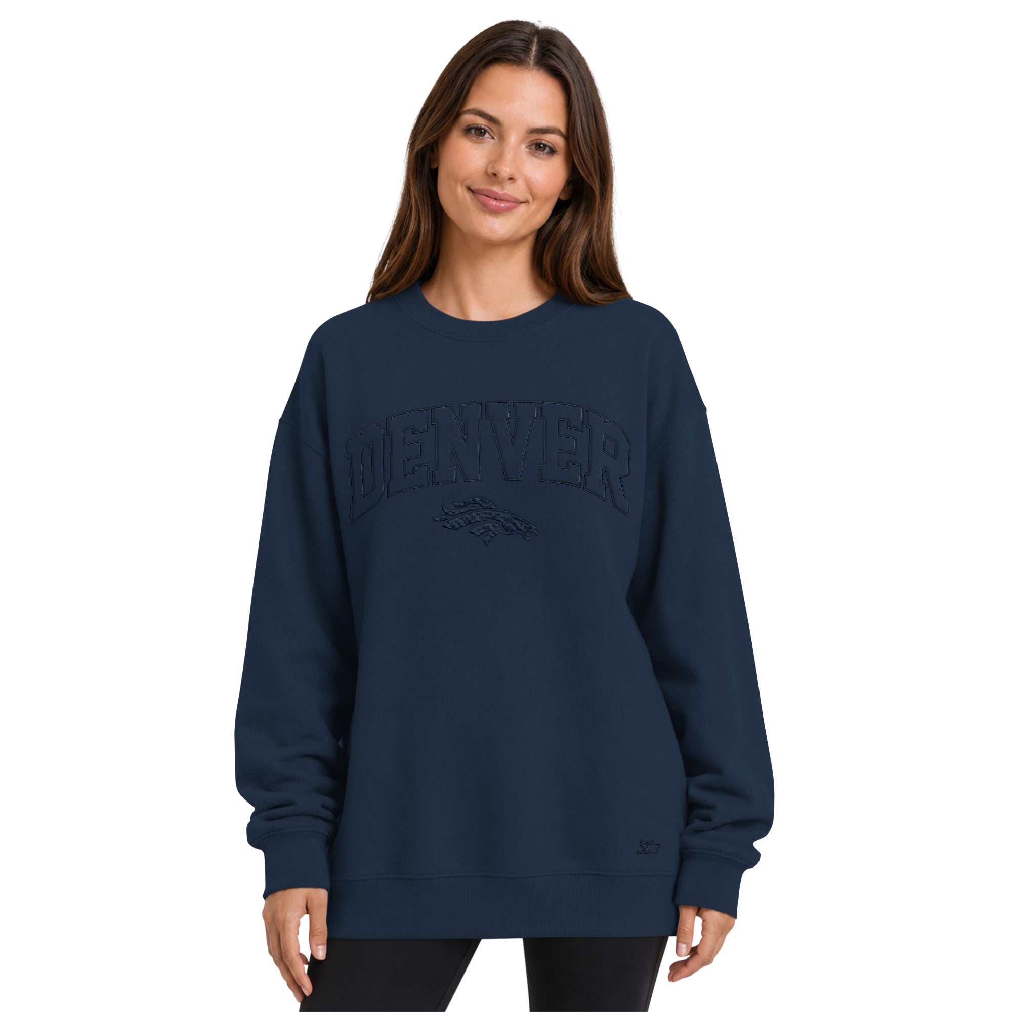 Sweat-shirt oversize en polaire Starter bleu marine Denver Broncos pour femme