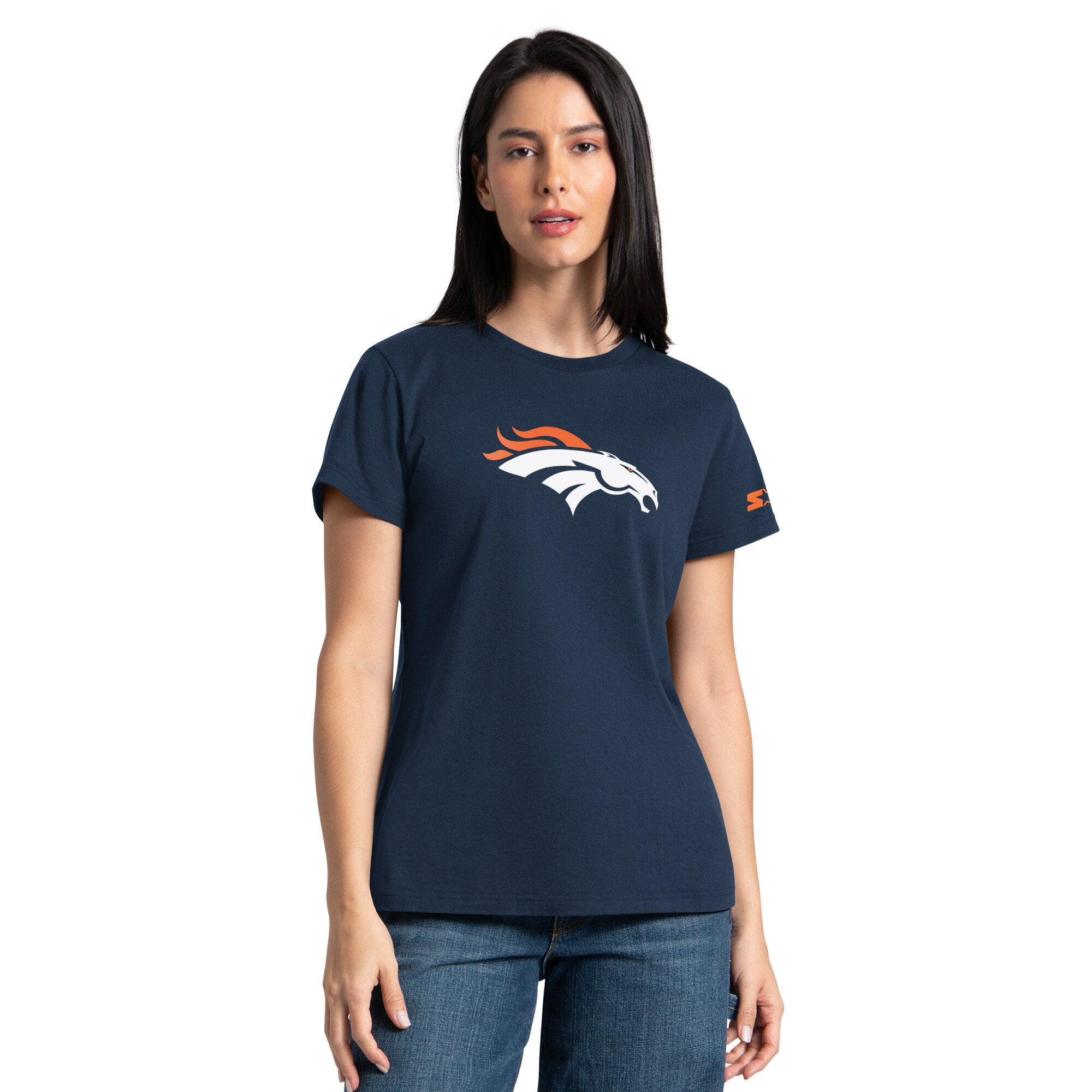 Ensemble sweat à capuche et t-shirt Starter bleu marine/orange Denver Broncos pour femmes