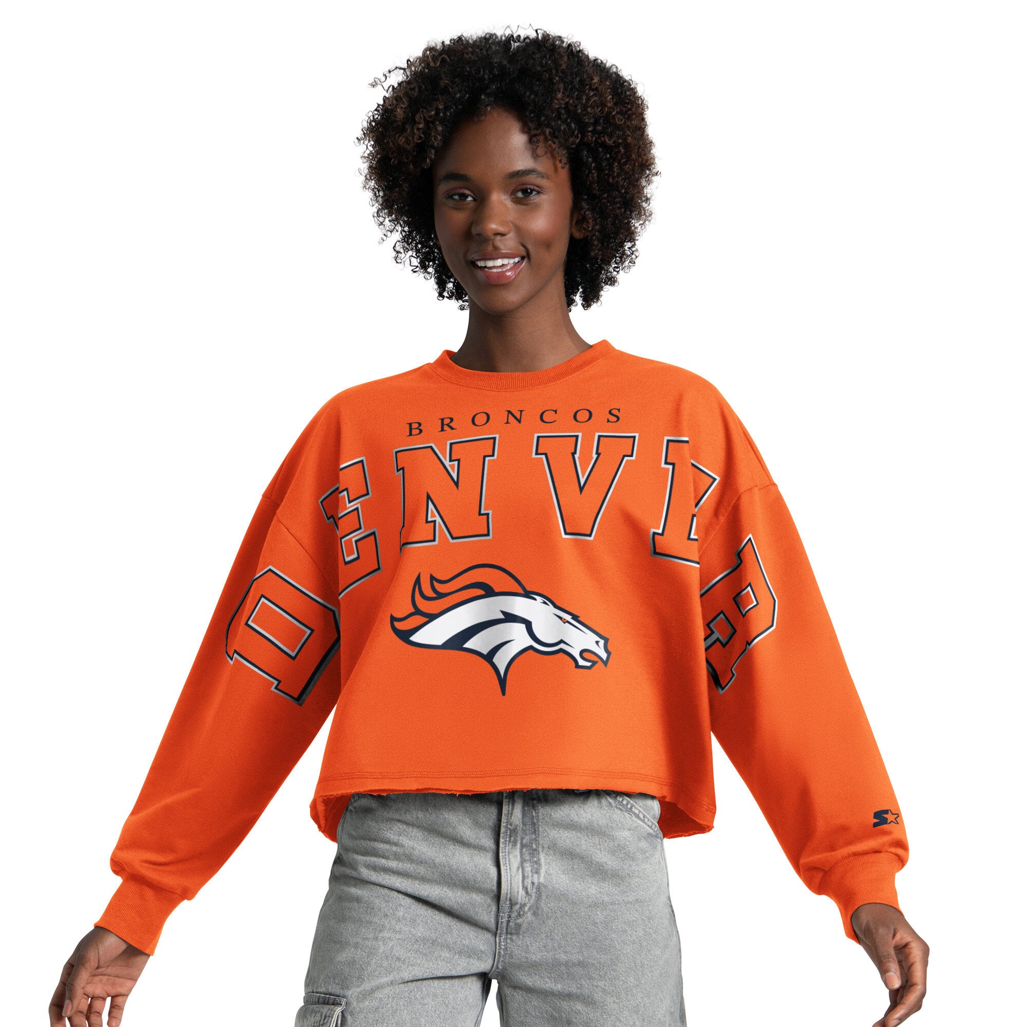 Sweat-shirt court Starter Orange Denver Broncos Bleachers pour femmes
