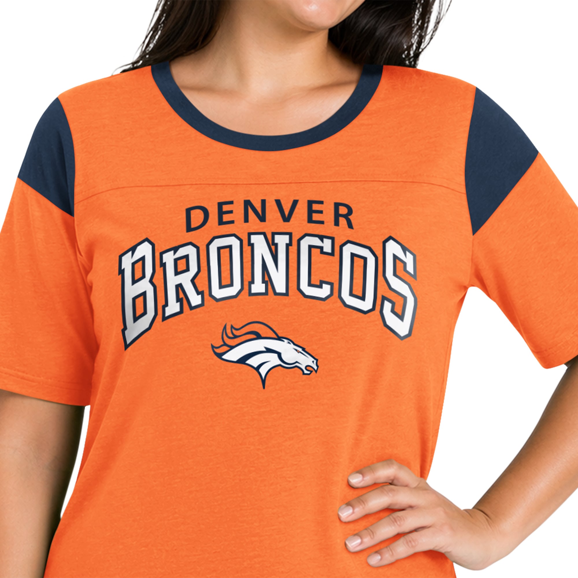 Women's Starter Orange Denver Broncos Plus Linebacker Slub T-Shirt
