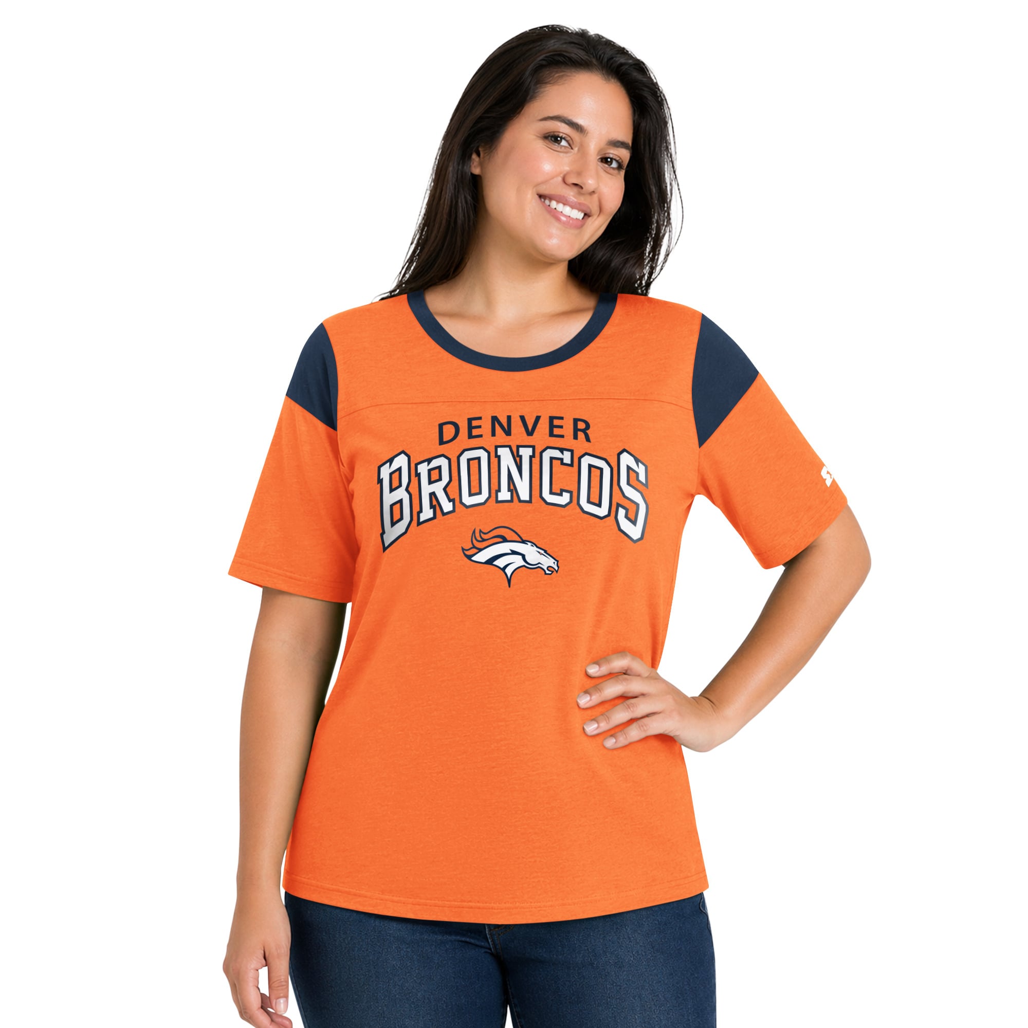 Women's Starter Orange Denver Broncos Plus Linebacker Slub T-Shirt