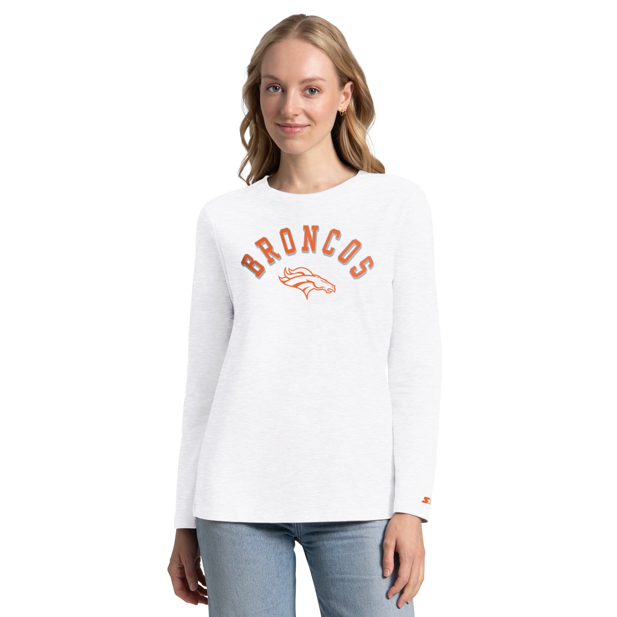 Pack de t-shirts à manches courtes et longues Starter orange/gris Denver Broncos pour femmes