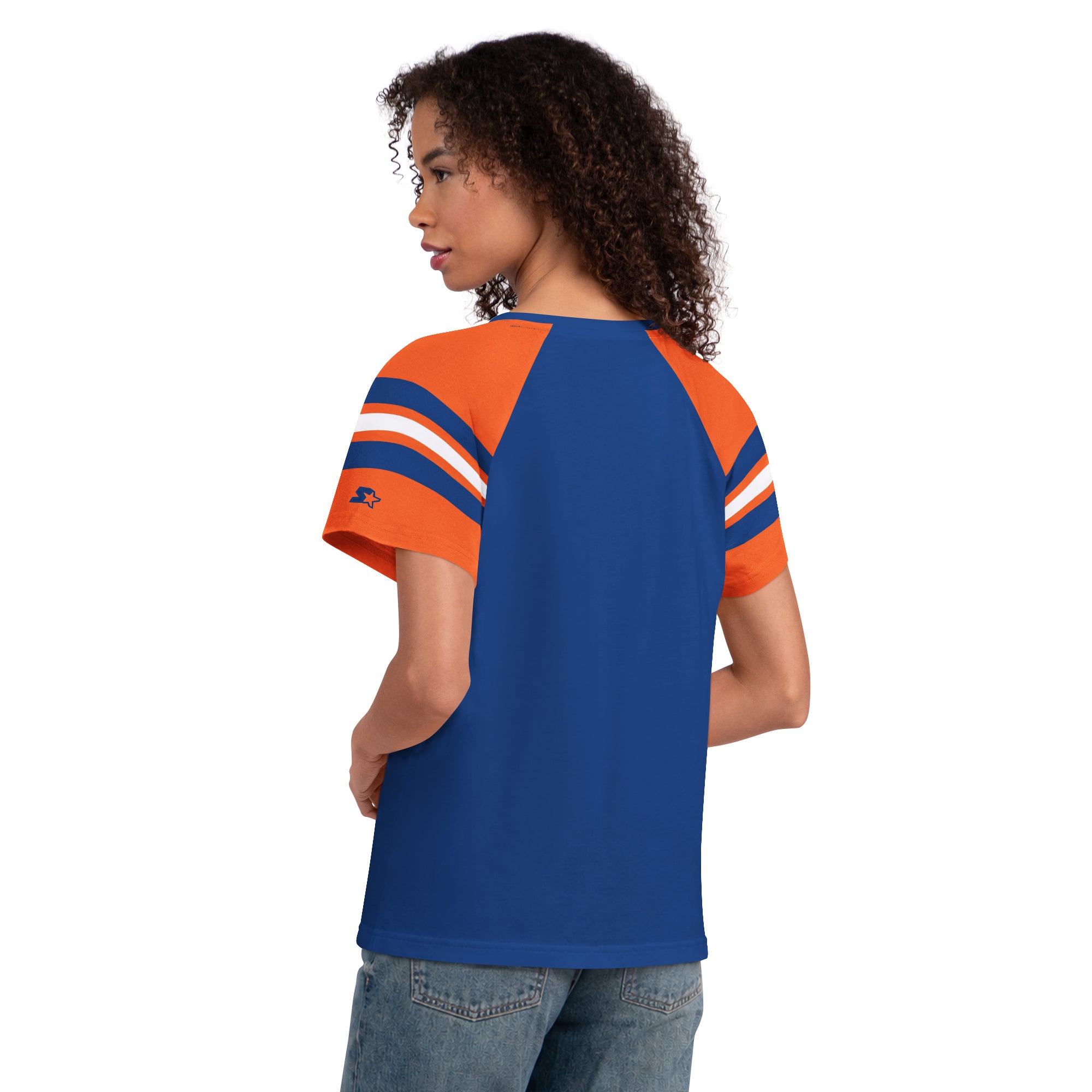 Women's Starter  Royal Denver Broncos Game On Notch Neck Raglan T-Shirt