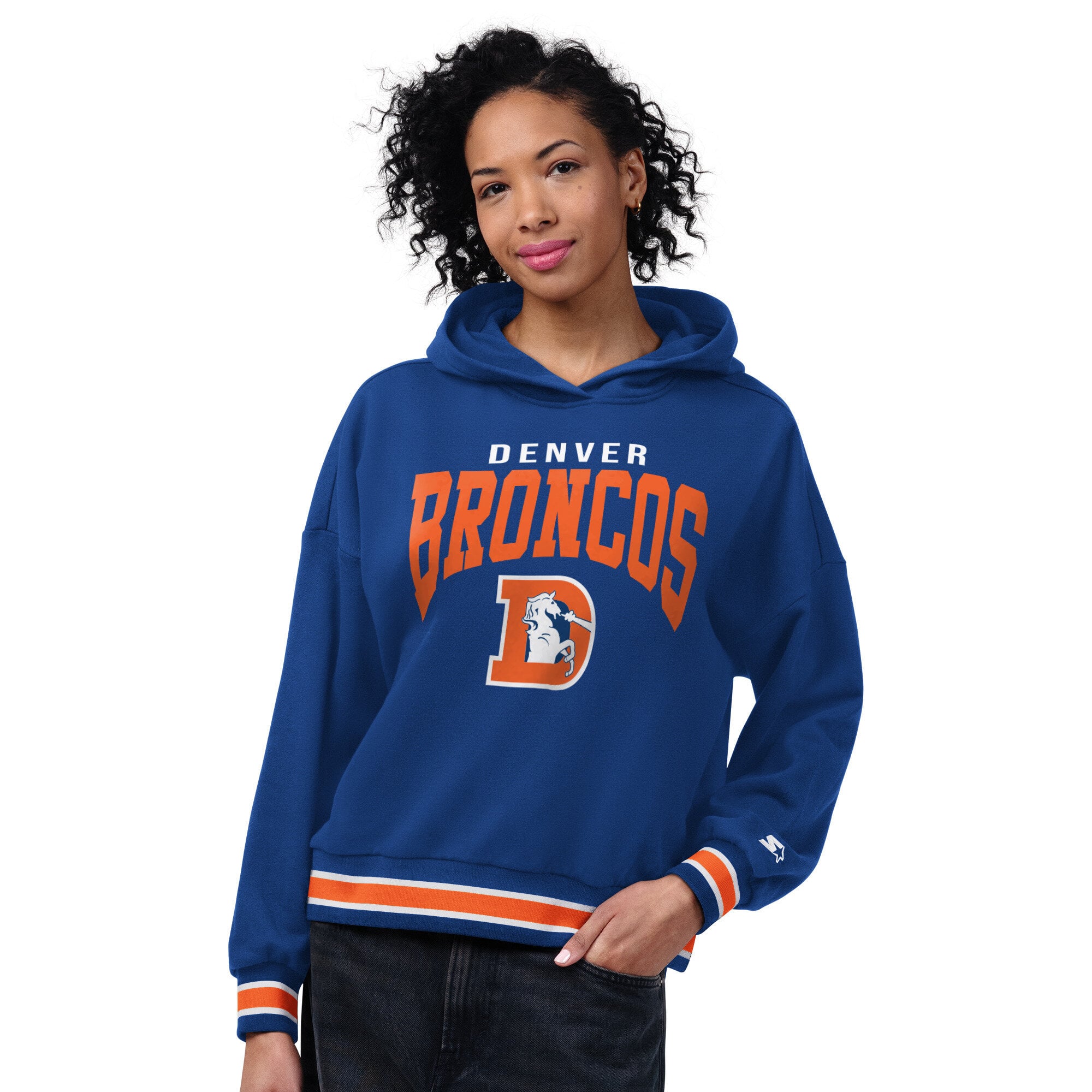 Women's Starter Royal Denver Broncos Vintage Home Plate Hoodie
