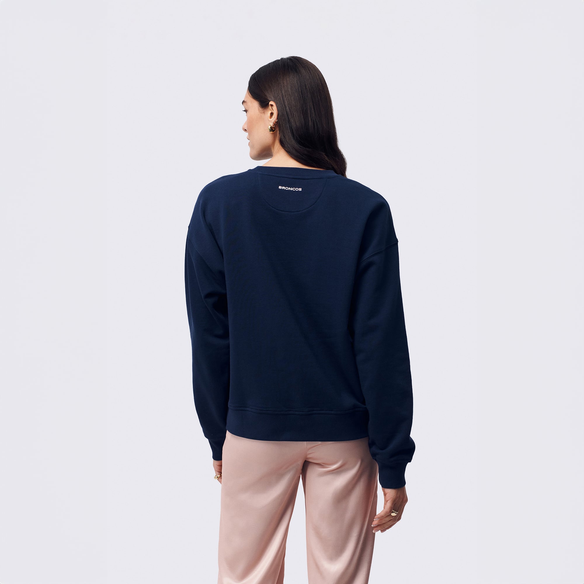 Sweat-shirt Terez Navy Denver Broncos pour femme avec logo en pierre précieuse