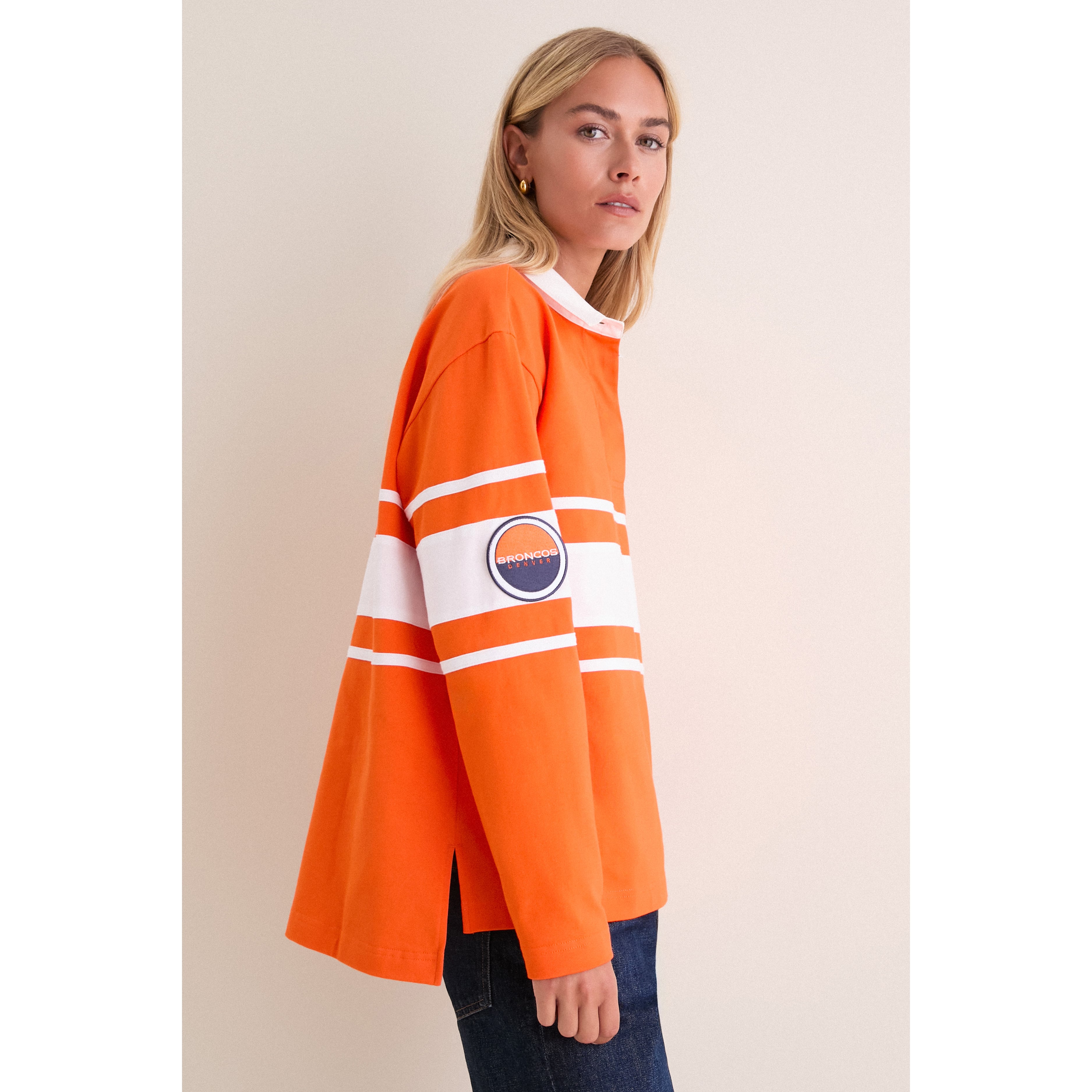 Polo de rugby à manches longues Tuckernuck orange Denver Broncos pour femme