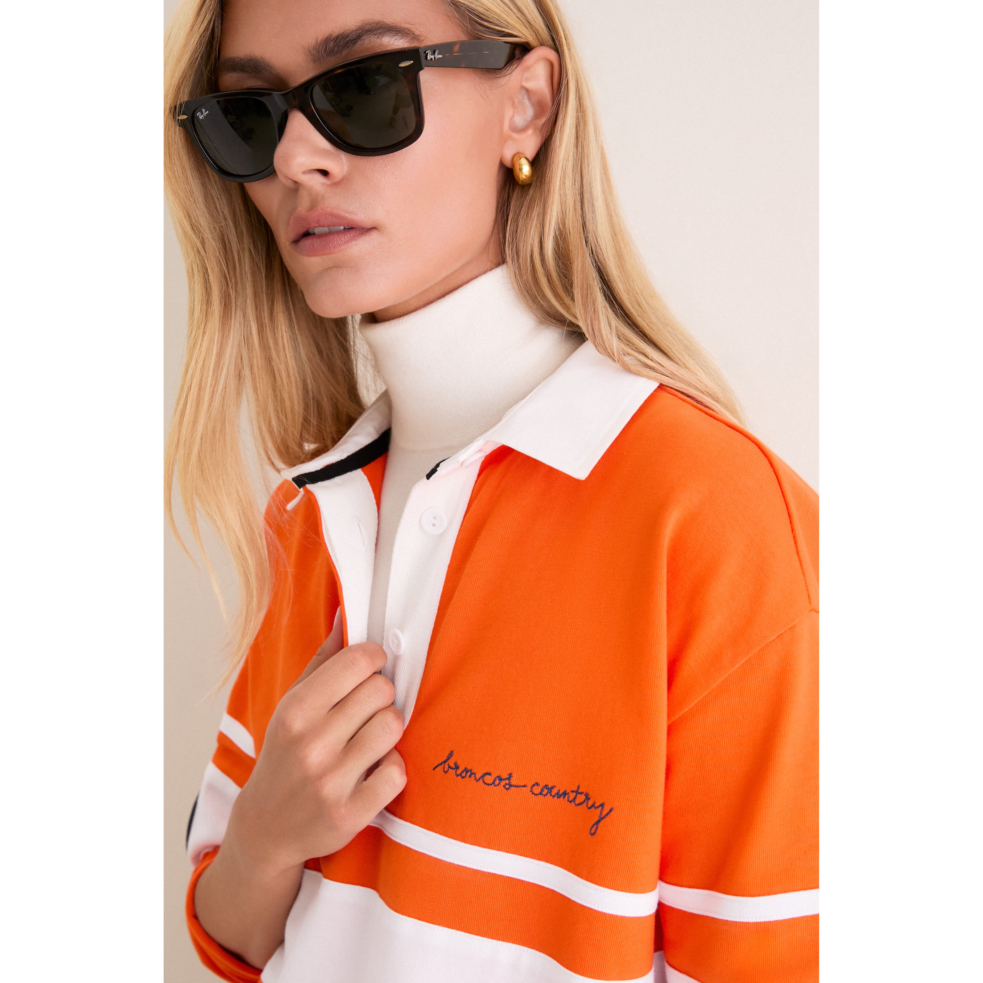 Polo de rugby à manches longues Tuckernuck orange Denver Broncos pour femme
