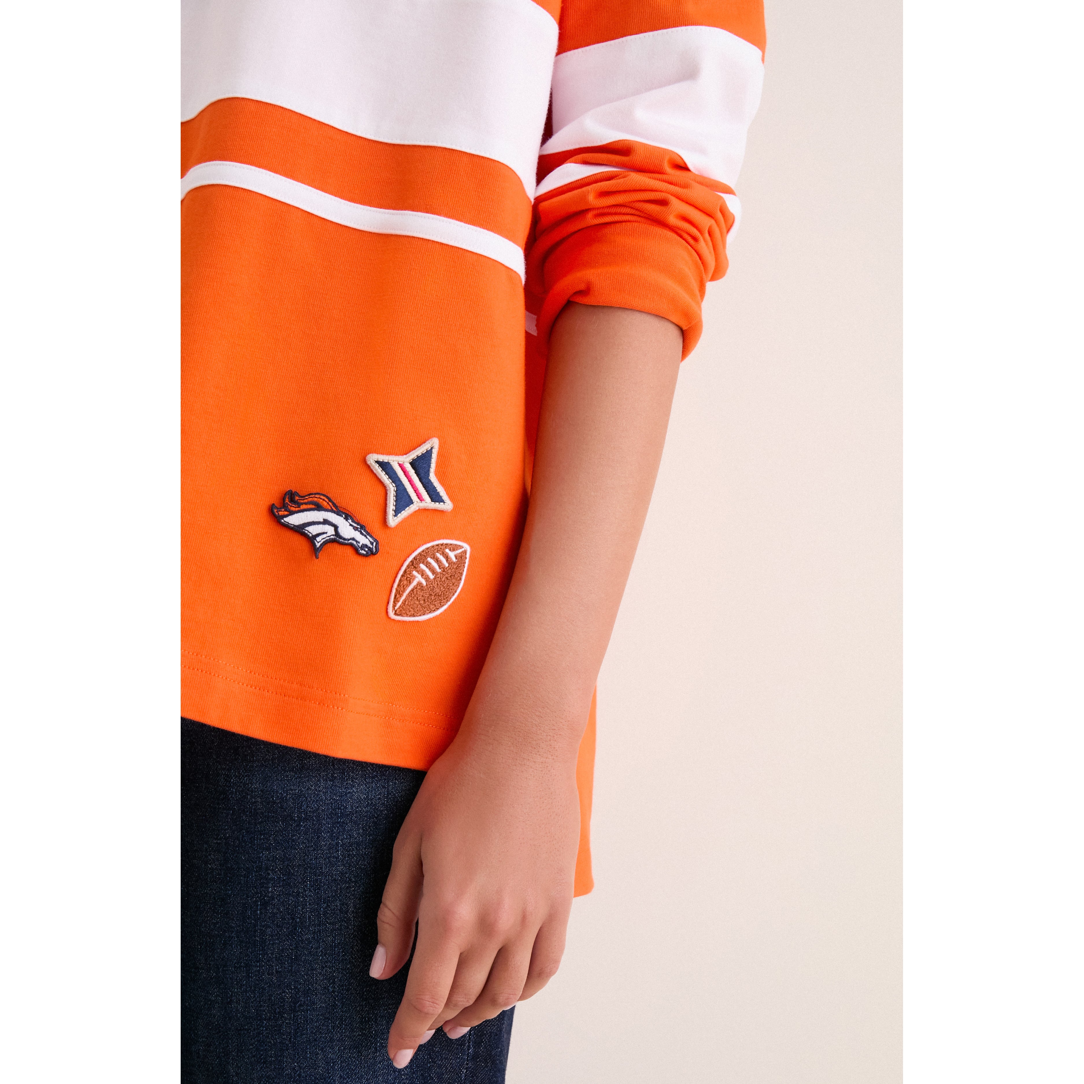 Polo de rugby à manches longues Tuckernuck orange Denver Broncos pour femme