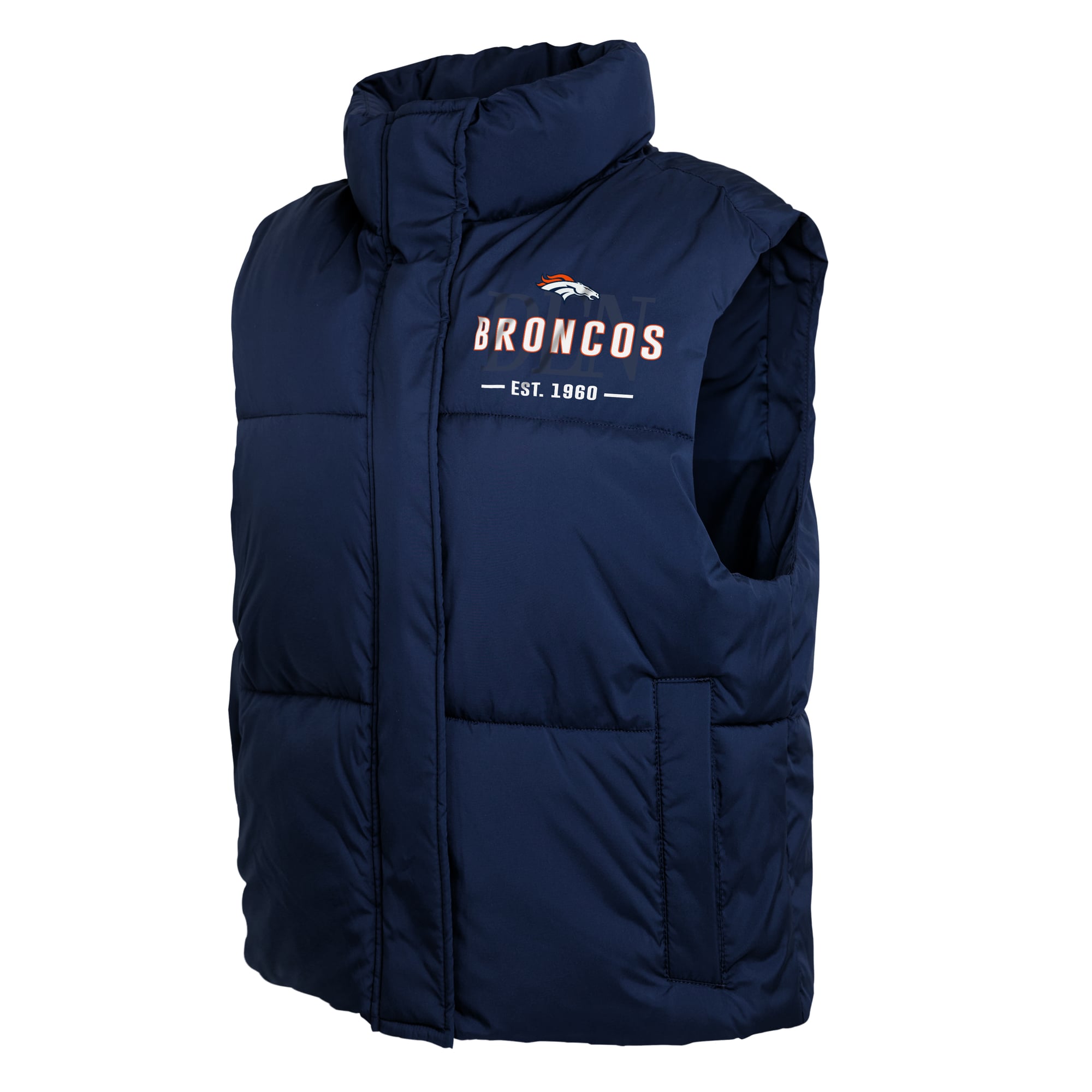 Gilet matelassé court zippé bleu marine Denver Broncos de la marque WEAR by Erin Andrews