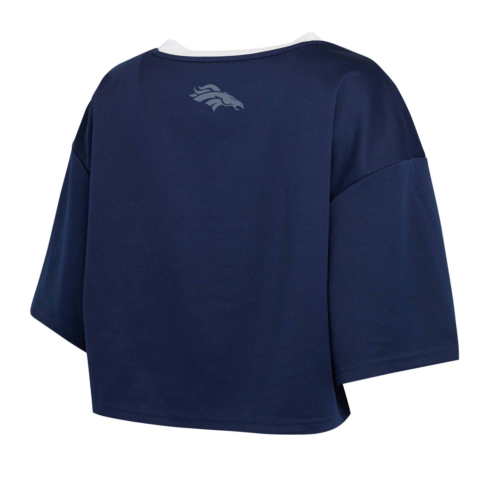 Women's WEAR by Erin Andrews Navy Denver Broncos Cropped V-Neck Jersey T-Shirt
