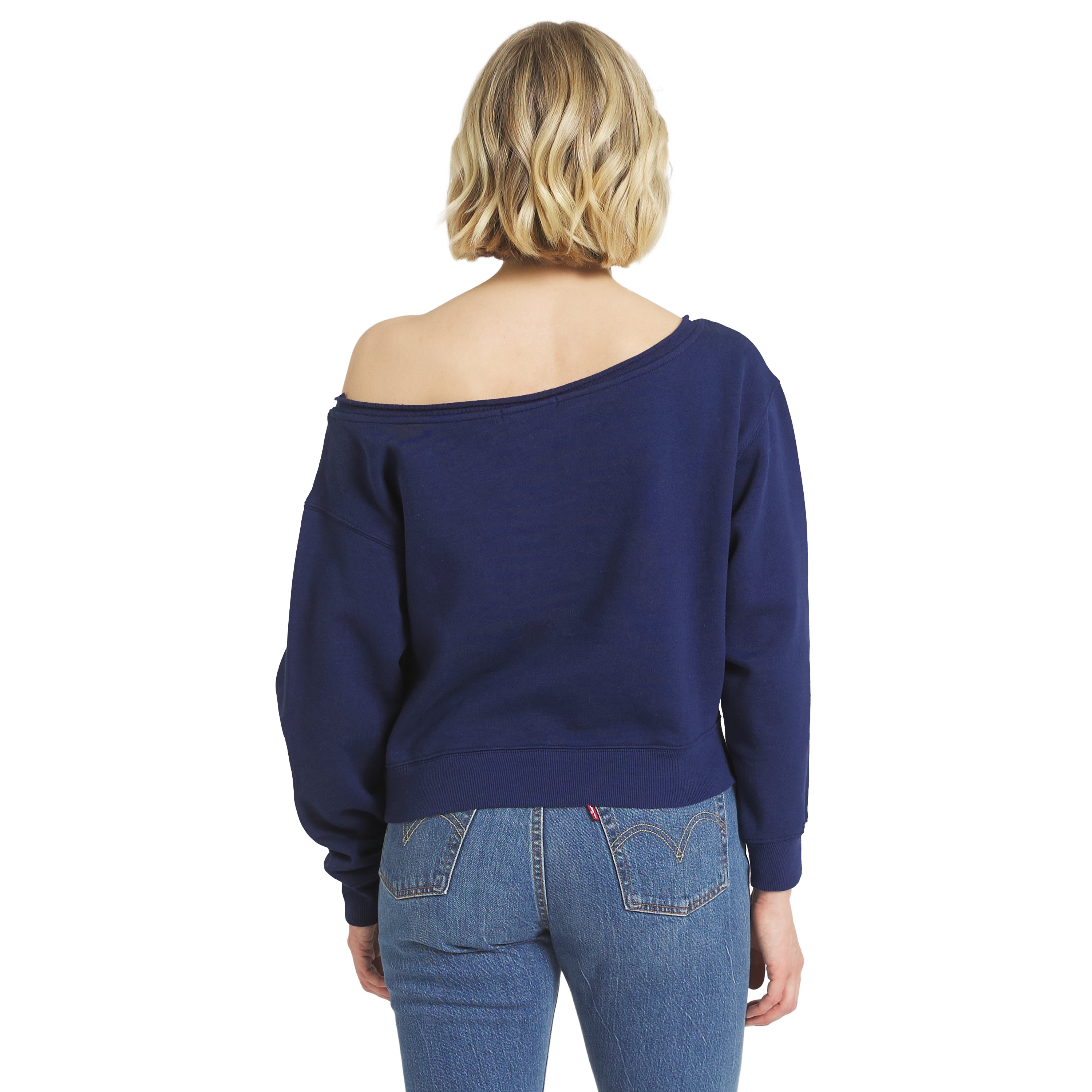 Women's WEAR by Erin Andrews  Navy Denver Broncos Off-the-Shoulder Sweatshirt