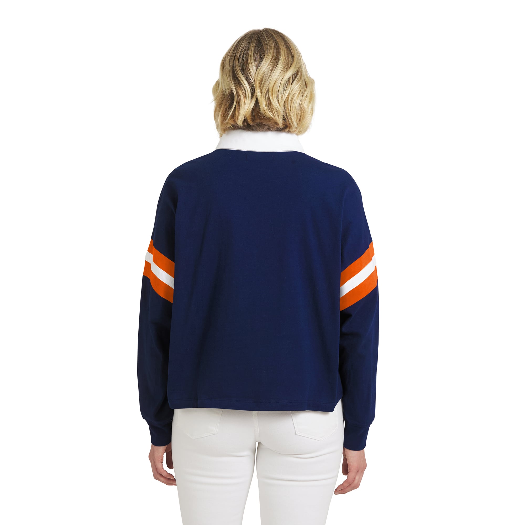 T-shirt à manches longues bleu marine Denver Broncos Rugby pour femmes de la marque WEAR by Erin Andrews