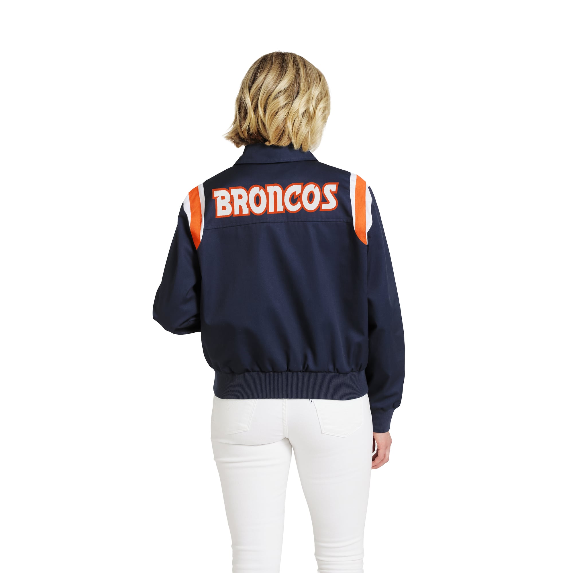 Veste zippée intégrale en sergé à rayures marine Denver Broncos pour femme, de la marque WEAR by Erin Andrews