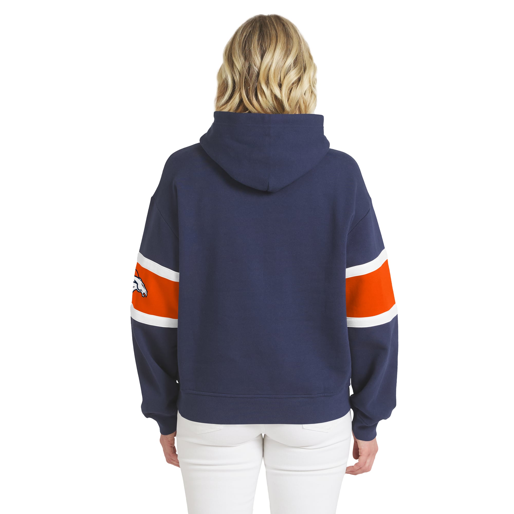 Sweat à capuche rayé bleu marine Denver Broncos pour femme de la marque WEAR by Erin Andrews