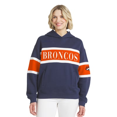  Denver Broncos WEAR by Erin Andrews Women's Stripe Hoodie - Navy