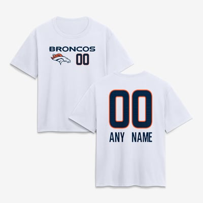 Denver Broncos Women's Touchdown Wordmark Personalized Name & Number T-Shirt - White
