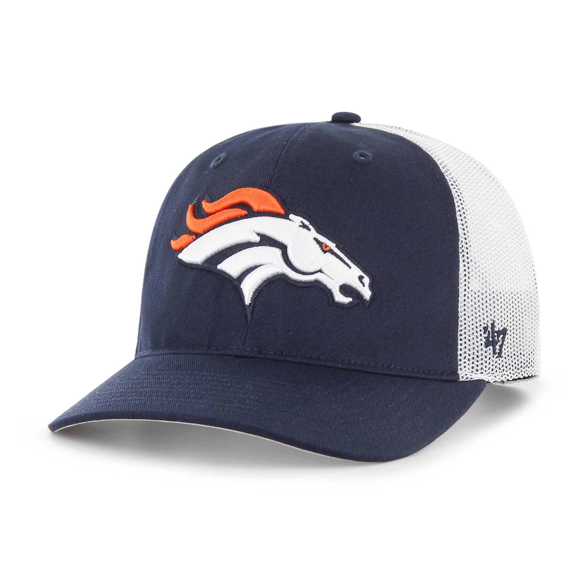 Casquette trucker ajustable Denver Broncos bleu marine pour jeunes, modèle 47