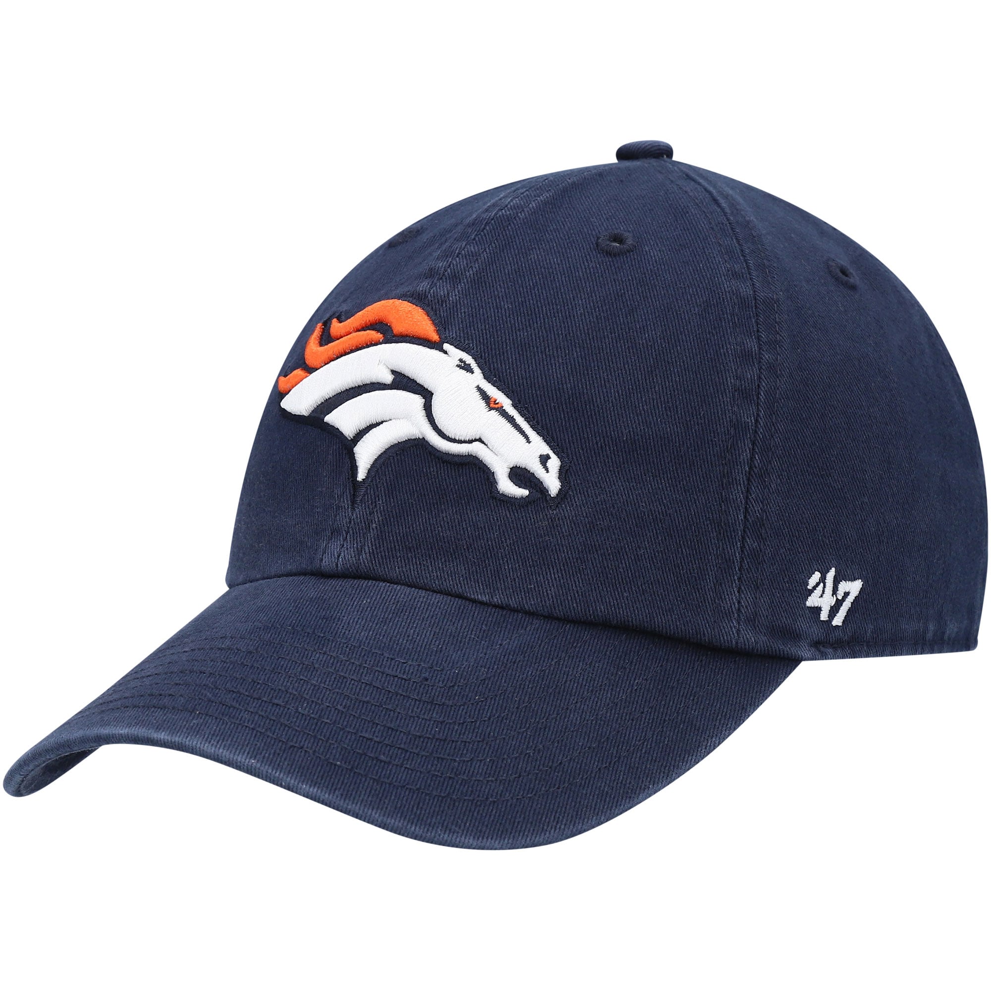 Youth '47 Navy Denver Broncos Logo Clean Up Adjustable Hat