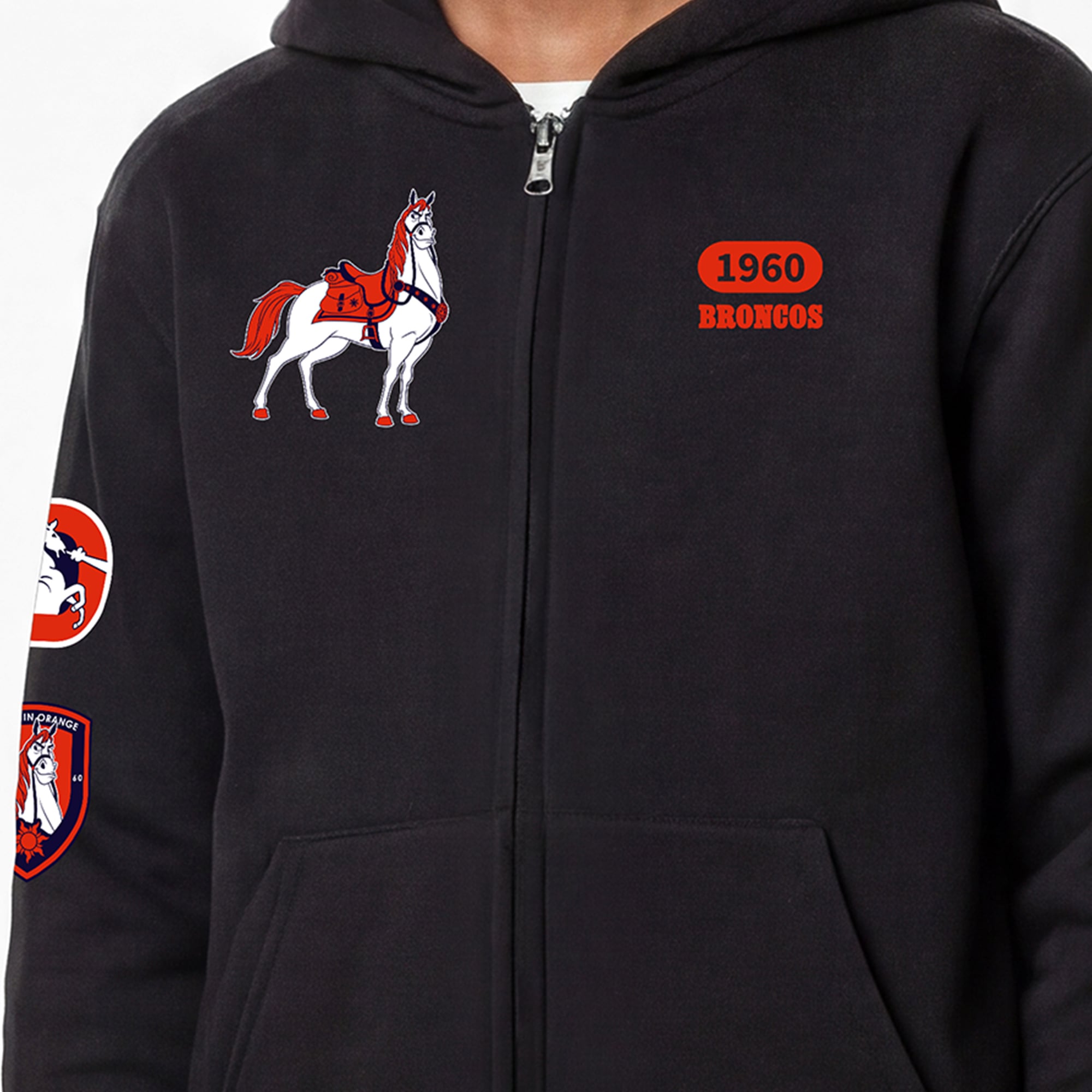 Youth Disney x Champion Black Denver Broncos Maximus Full-Zip Hoodie