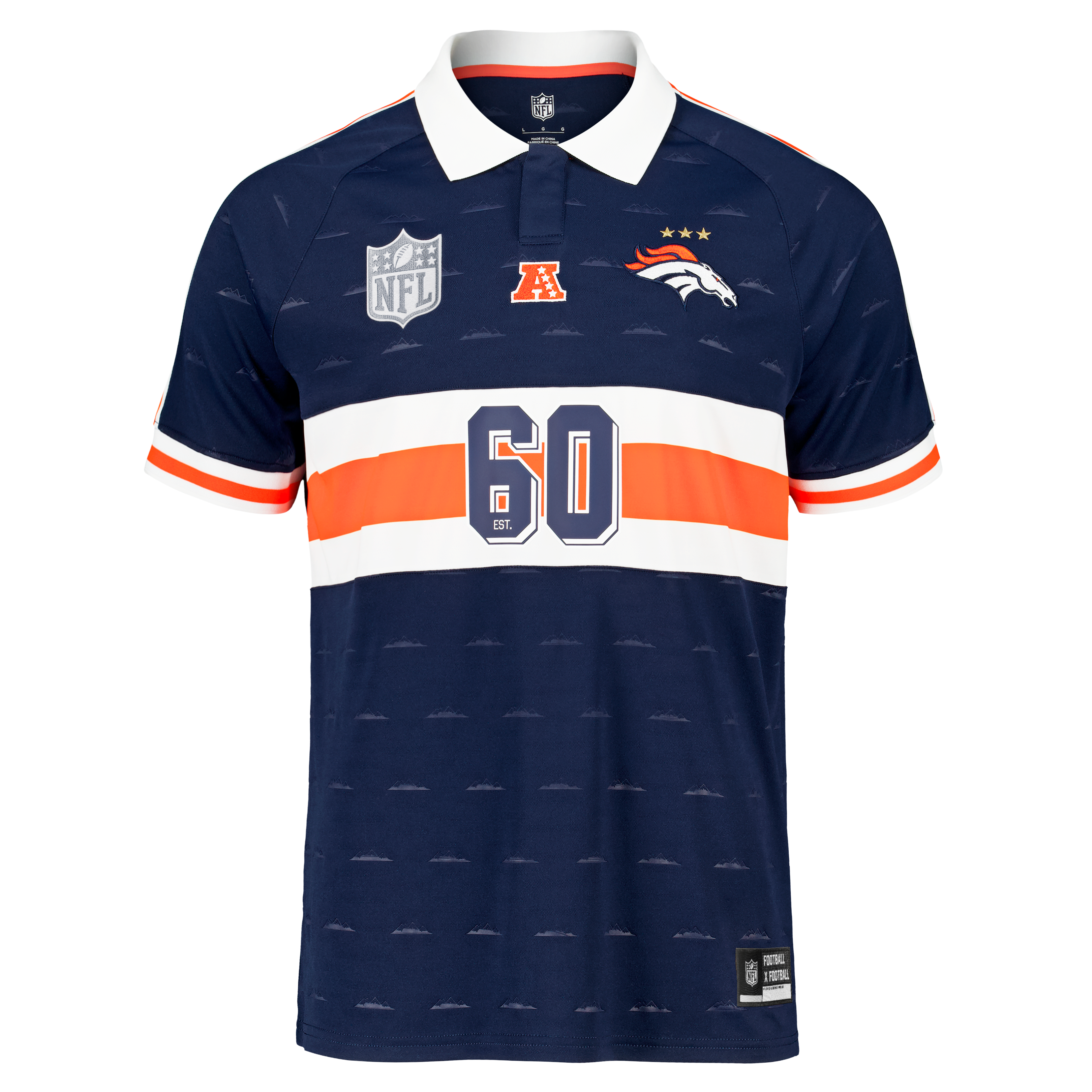 Youth Fanatics Navy Denver Broncos Football x Collared Fan Top
