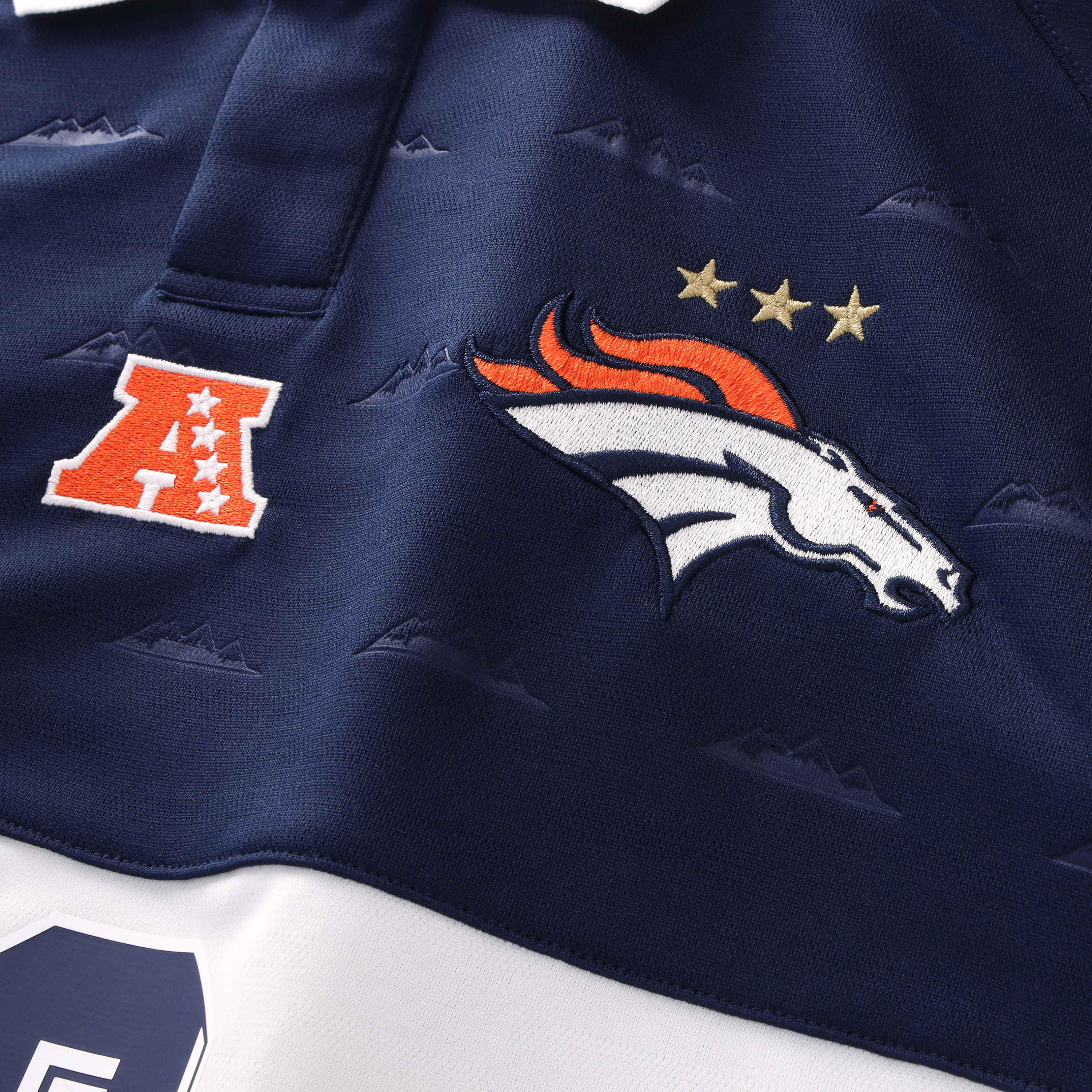 Youth Fanatics Navy Denver Broncos Football x Collared Fan Top