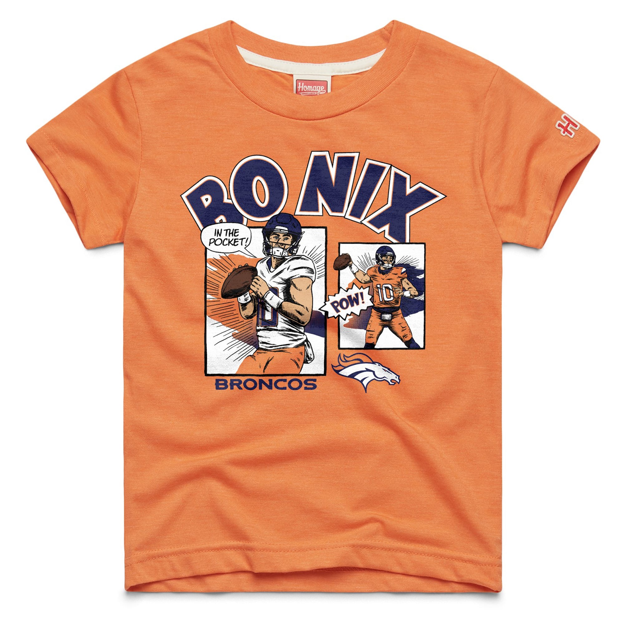 Youth Homage Bo Nix Royal Denver Broncos Player Graphic Tri-Blend T-Shirt