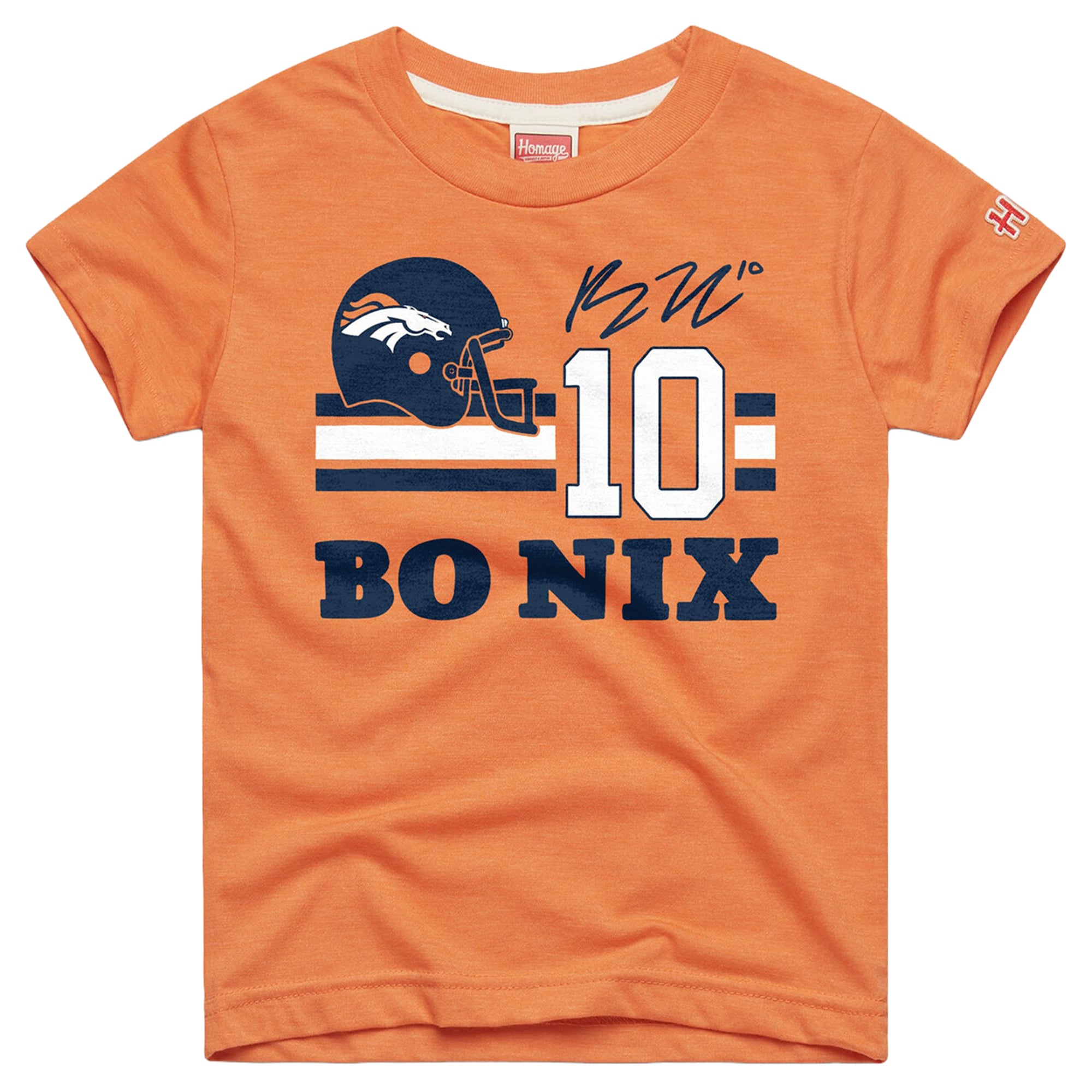 T-shirt Youth Homage Bo Nix Orange Denver Broncos Remix Signature Tri-Blend