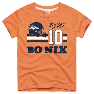 Bo Nix Denver Broncos Homage Youth Remix Signature Tri-Blend T-Shirt - Orange