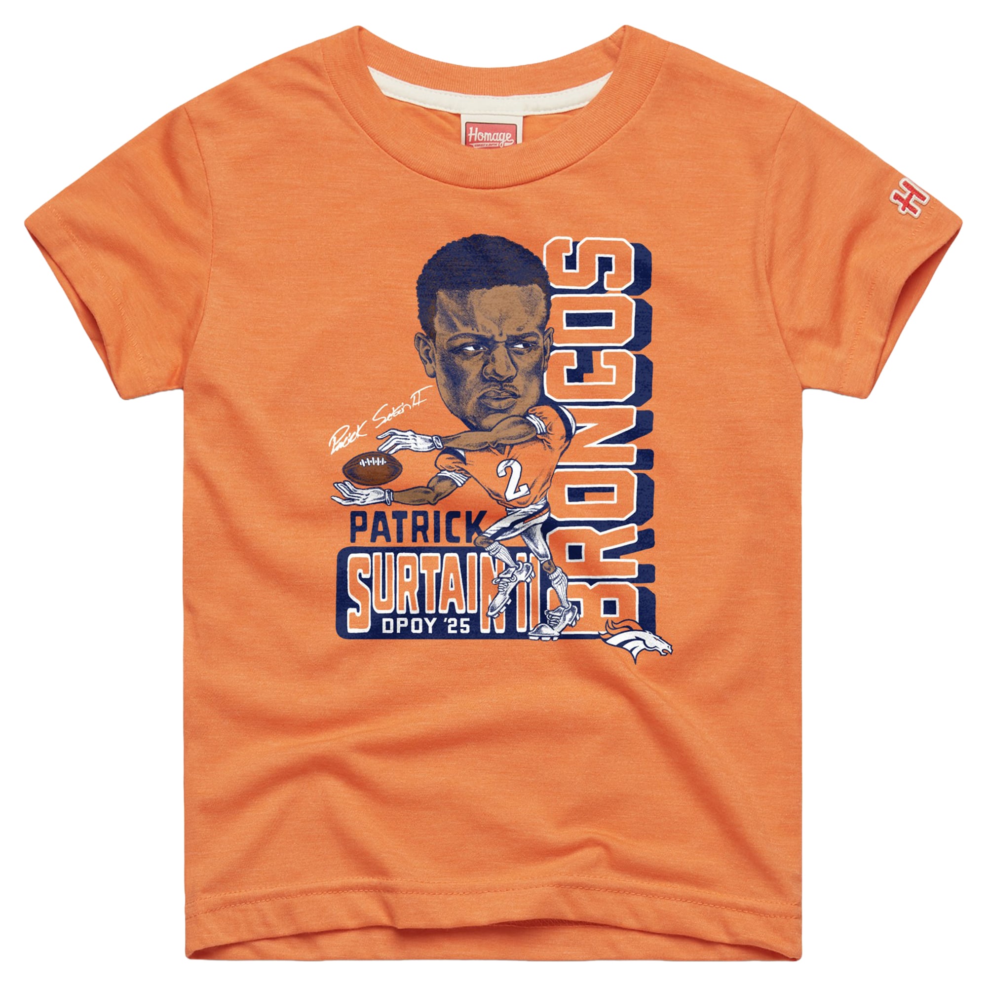 T-shirt orange Denver Broncos Player Graphic Tri-Blend Youth Homage Patrick Surtain II