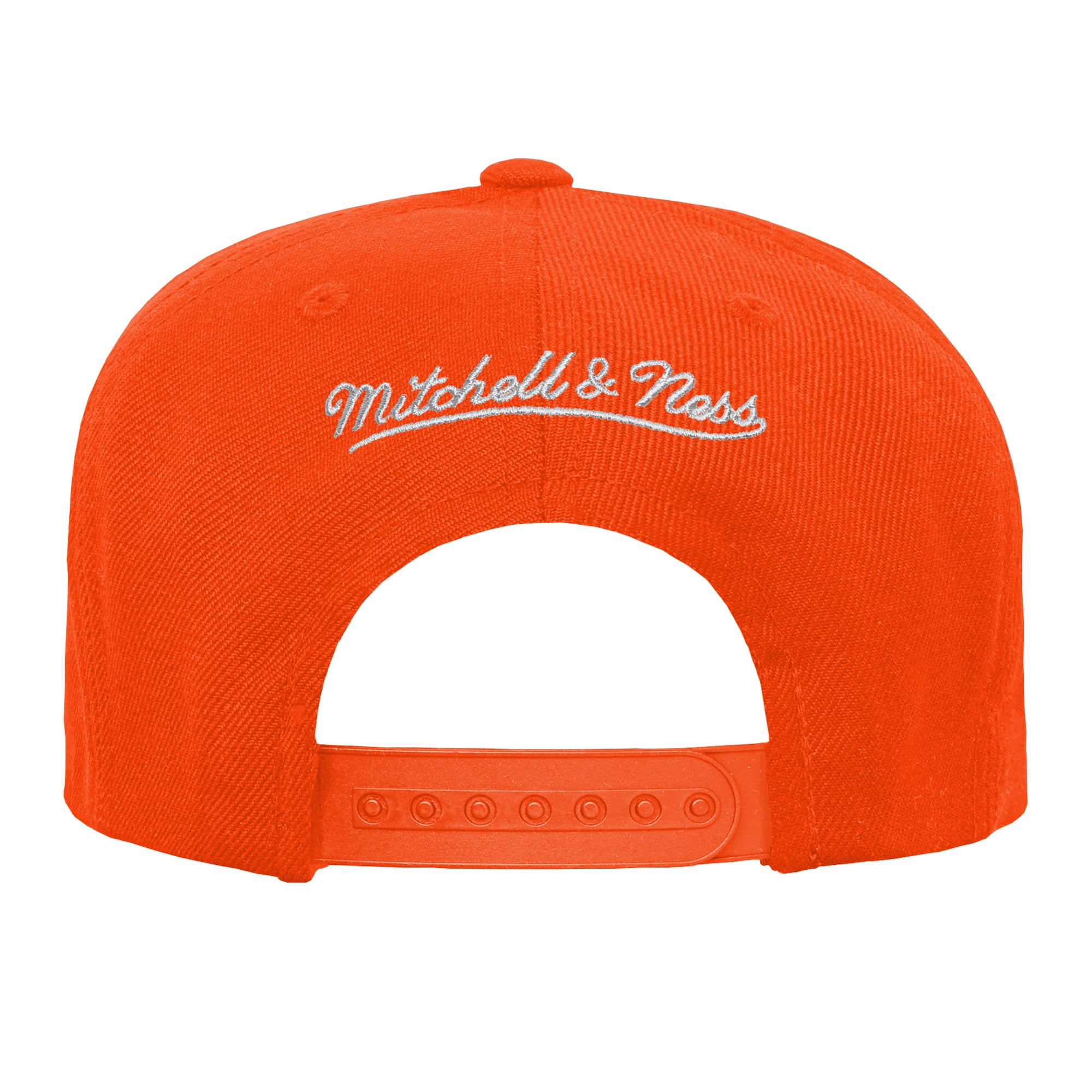 Casquette Mitchell & Ness orange pour enfant, modèle entraîneur-chef des Broncos de Denver, à visière plate et fermeture snapback.