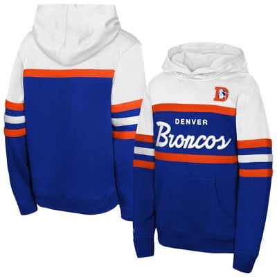  Denver Broncos Mitchell & Ness Youth Throwback Head Coach Hoodie - Royal