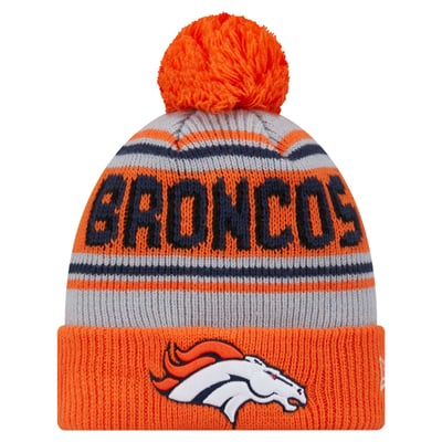 Denver Broncos New Era Youth Main Cuffed Knit Hat with Pom - Orange