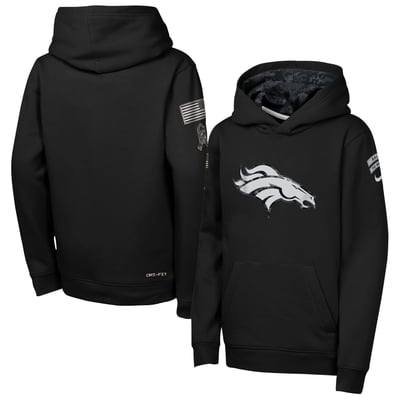  Denver Broncos Nike Youth 2026 Salute to Service Club Fleece Pullover Hoodie  - Black