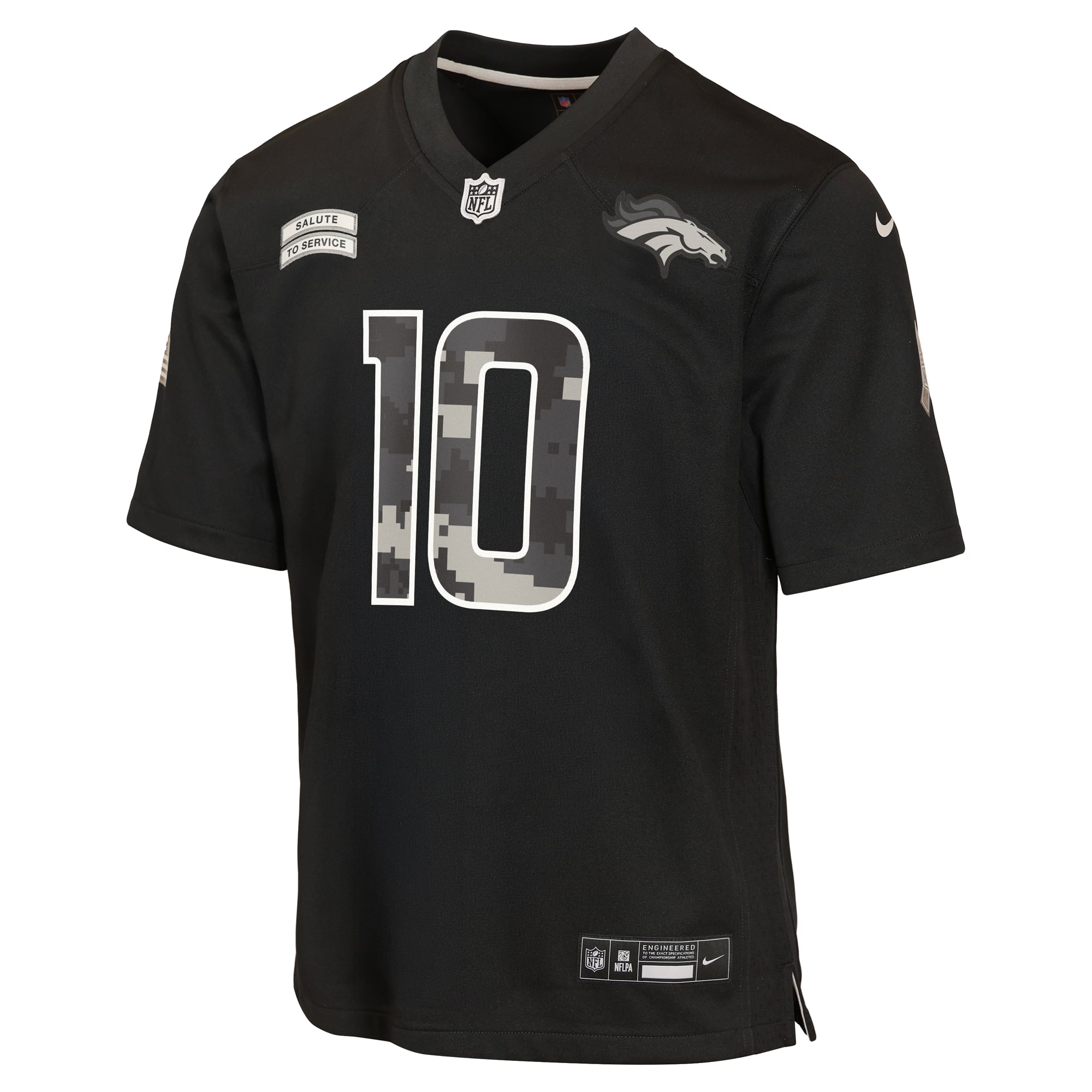 Maillot Nike Bo Nix noir pour enfant, Denver Broncos 2026 Salute to Service Game