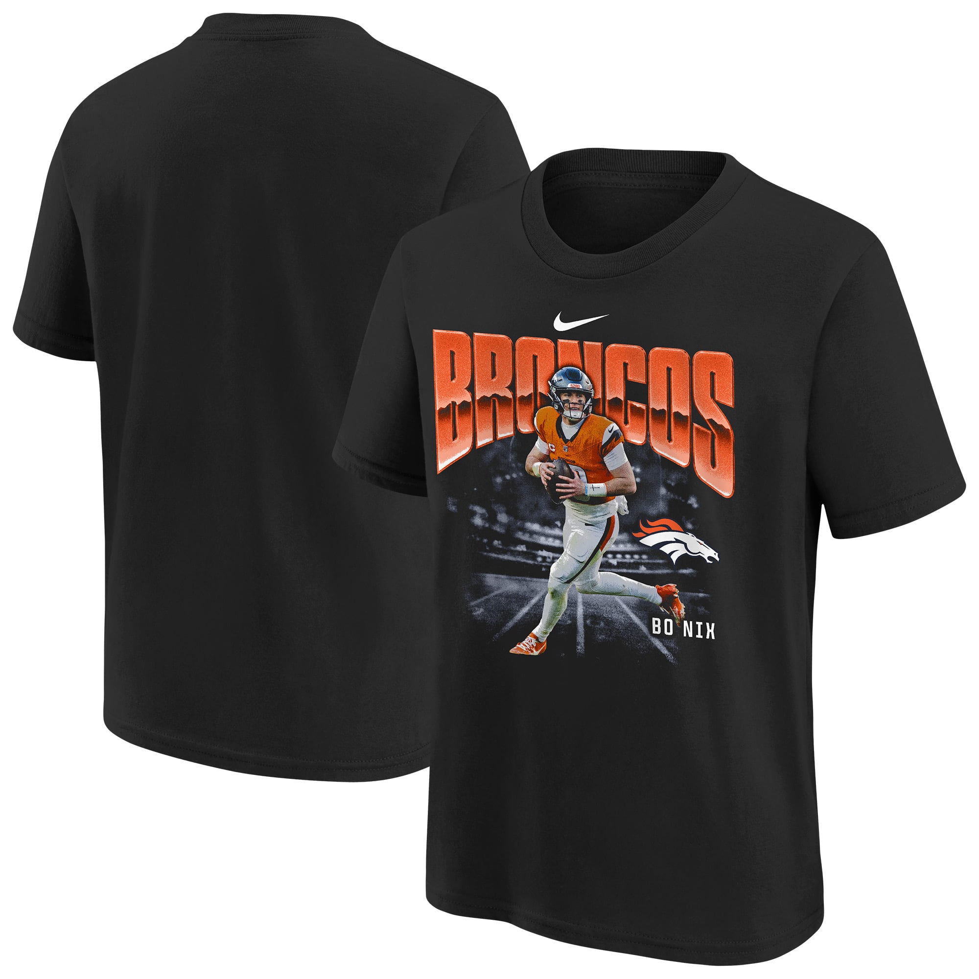 T-shirt oversize Nike Bo Nix noir Denver Broncos pour jeunes