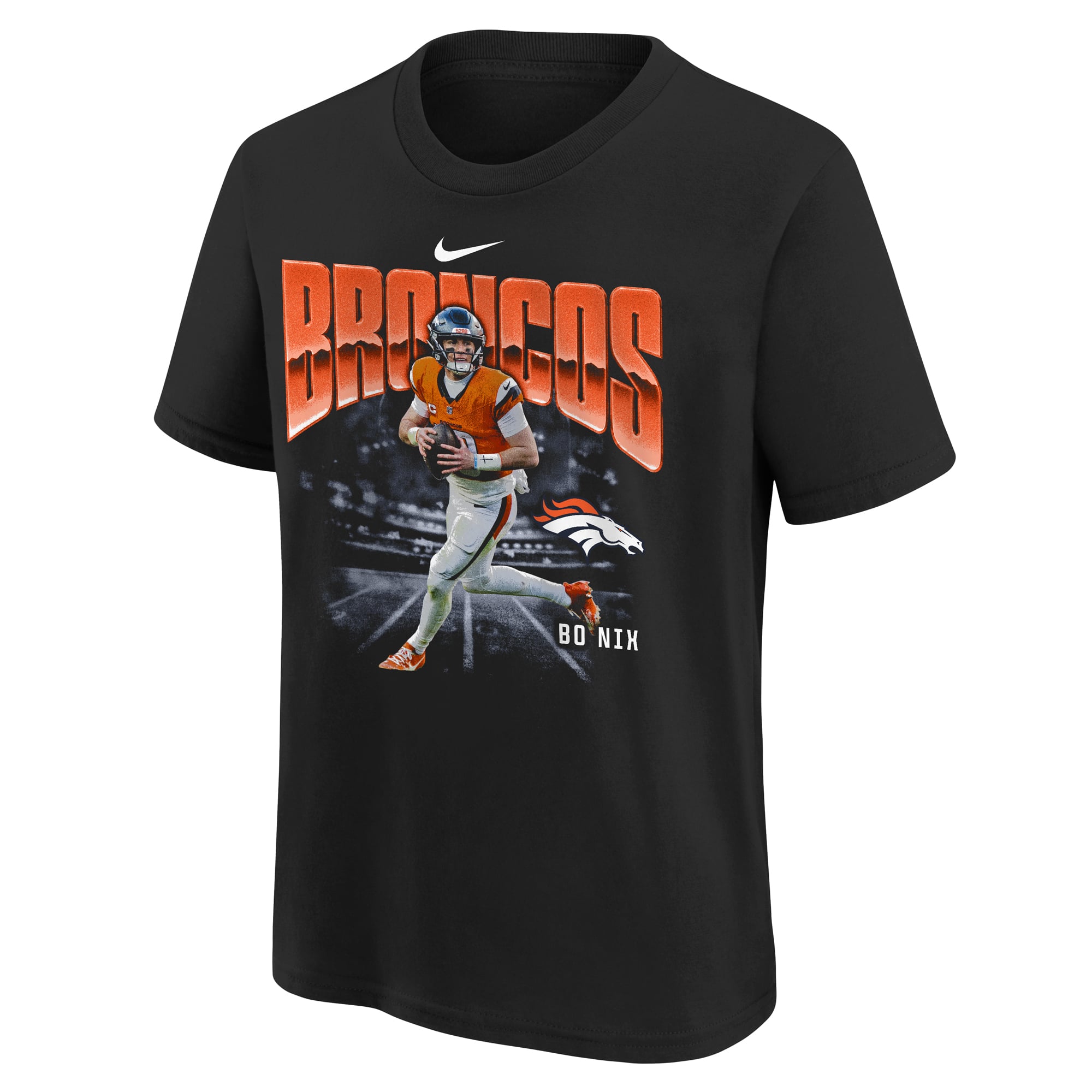 T-shirt oversize Nike Bo Nix noir Denver Broncos pour jeunes