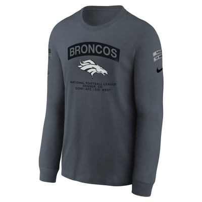  Denver Broncos Nike Youth 2026 Salute to Service Sideline Long Sleeve T-Shirt  - Gray