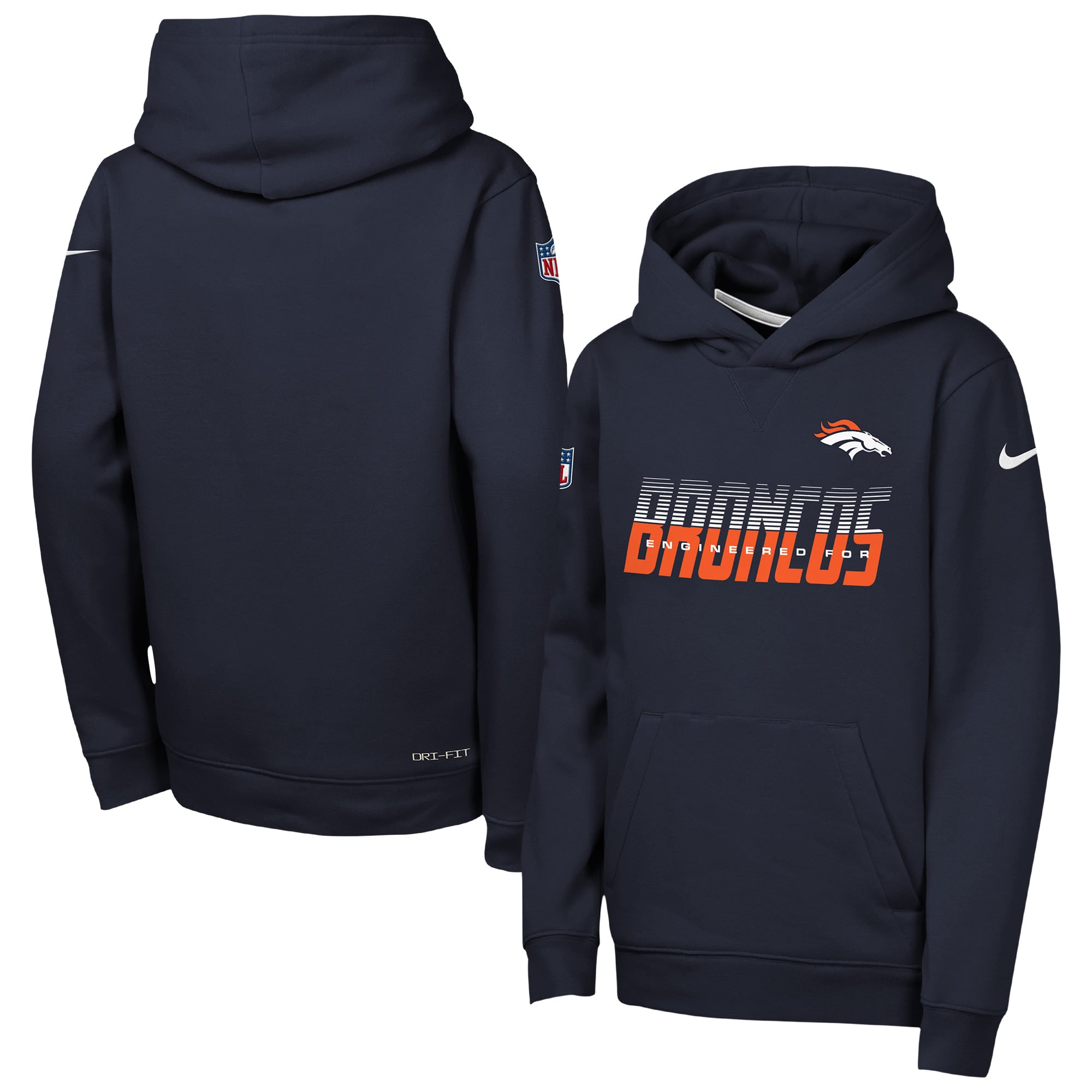 Sweat à capuche Nike Dri-FIT bleu marine Denver Broncos pour enfant