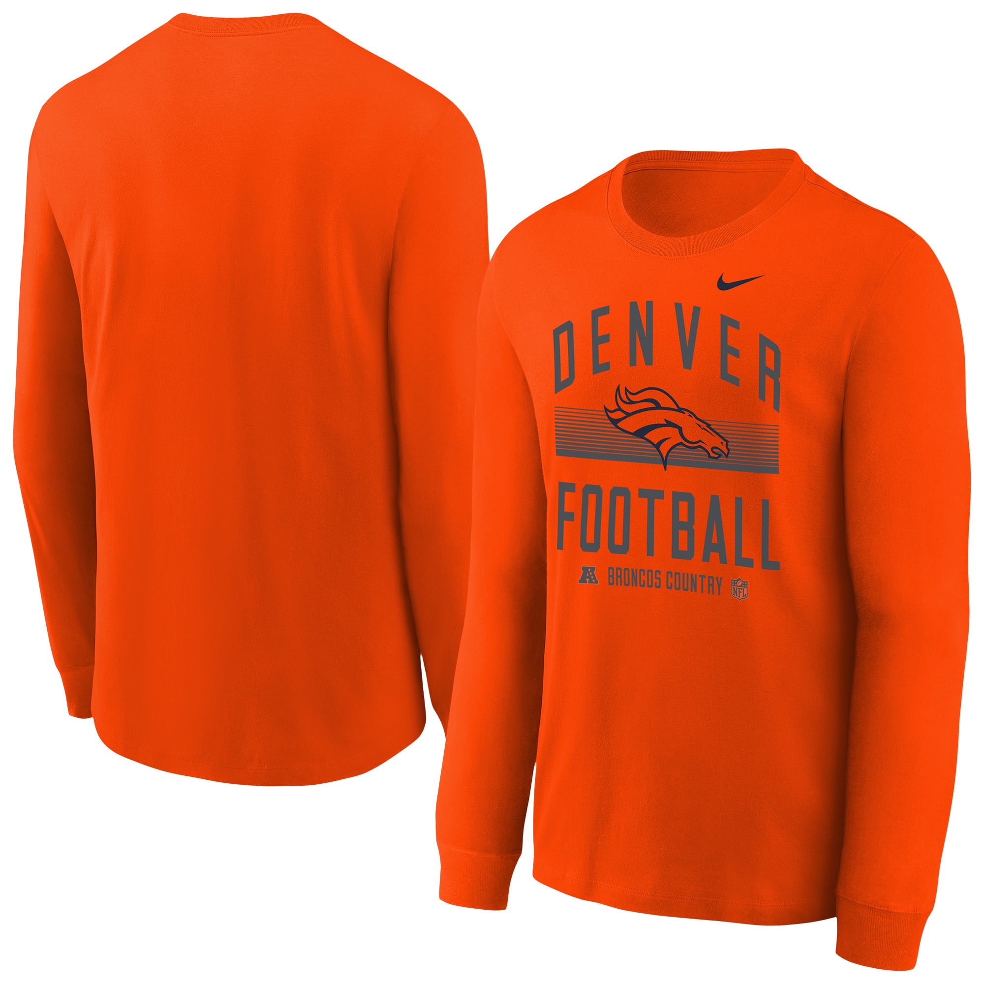 T-shirt à manches longues Nike orange Denver Broncos Essential pour jeunes